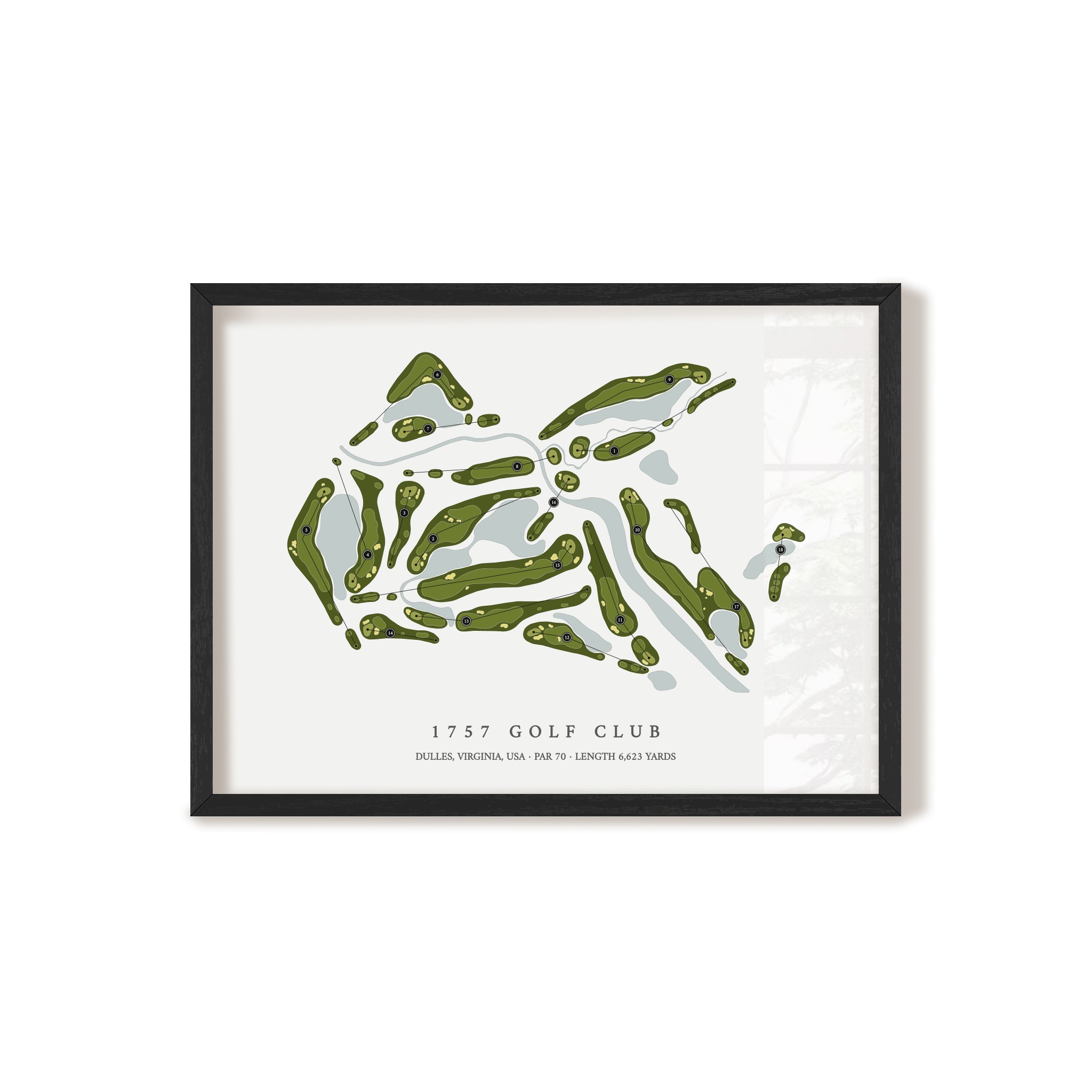 1757 Golf Club | Golf Course Map | Black Frame 