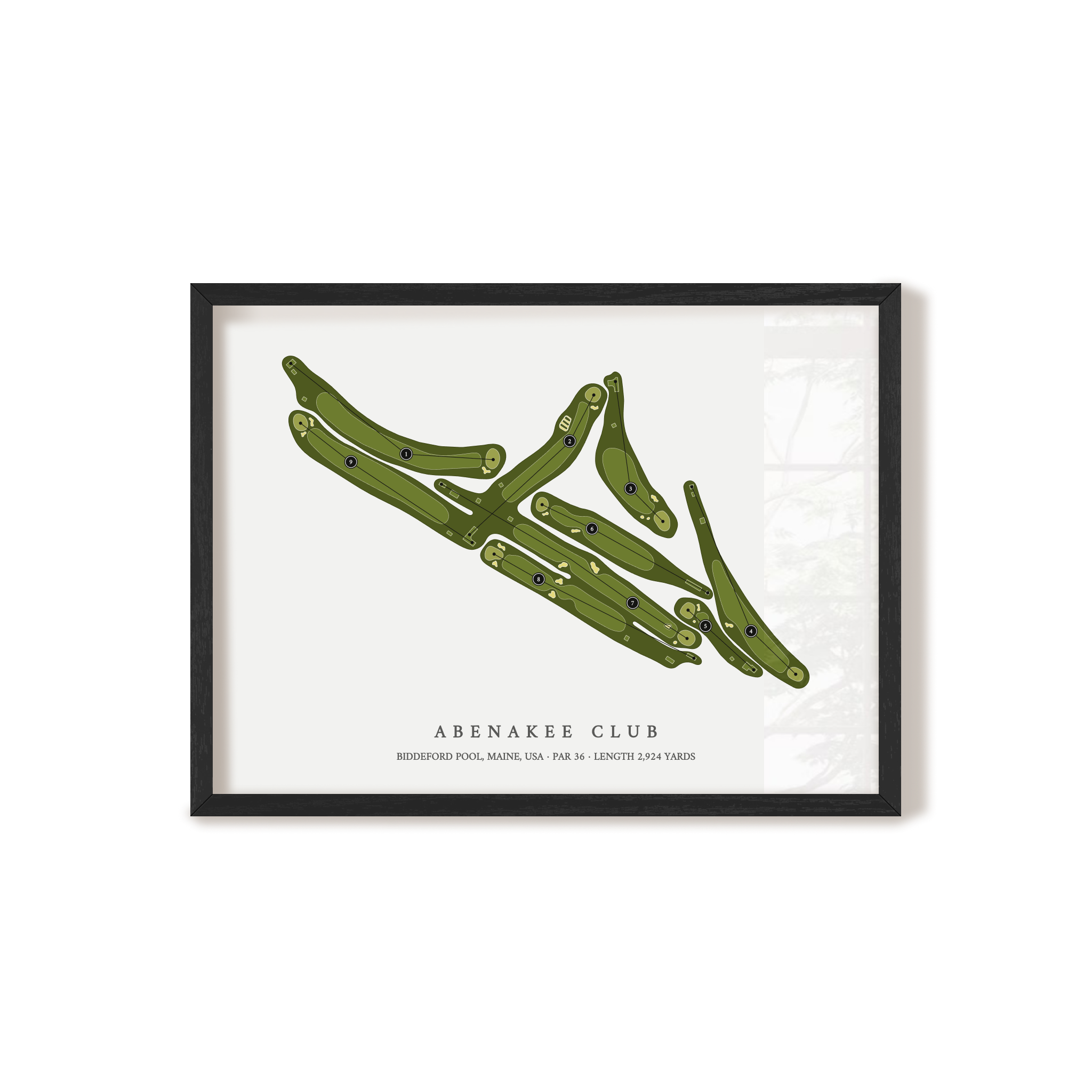 Abenakee Club | Golf Course Map | Black Frame 