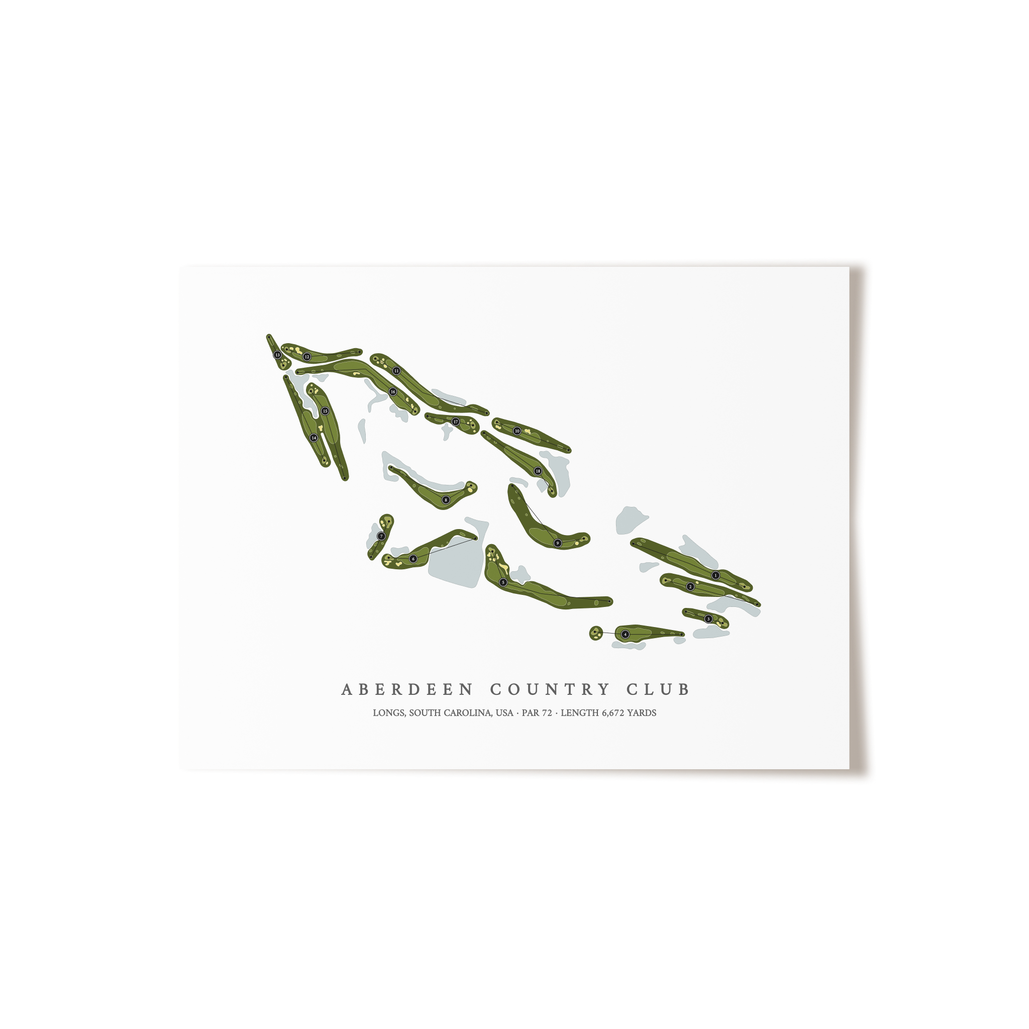 Aberdeen Country Club | Golf Course Map | Unframed 