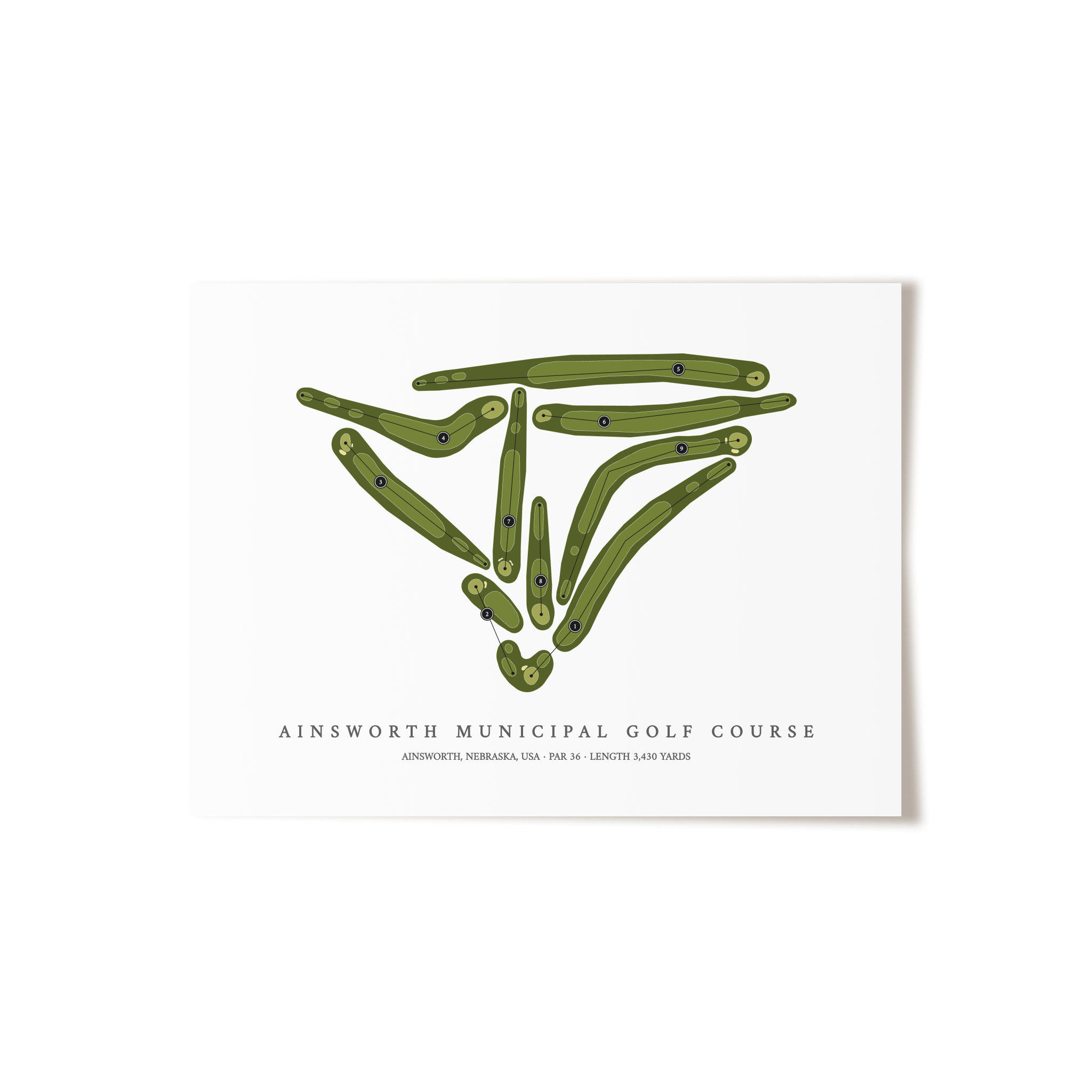 Ainsworth Municipal Golf Course | Golf Course Map | Unframed 