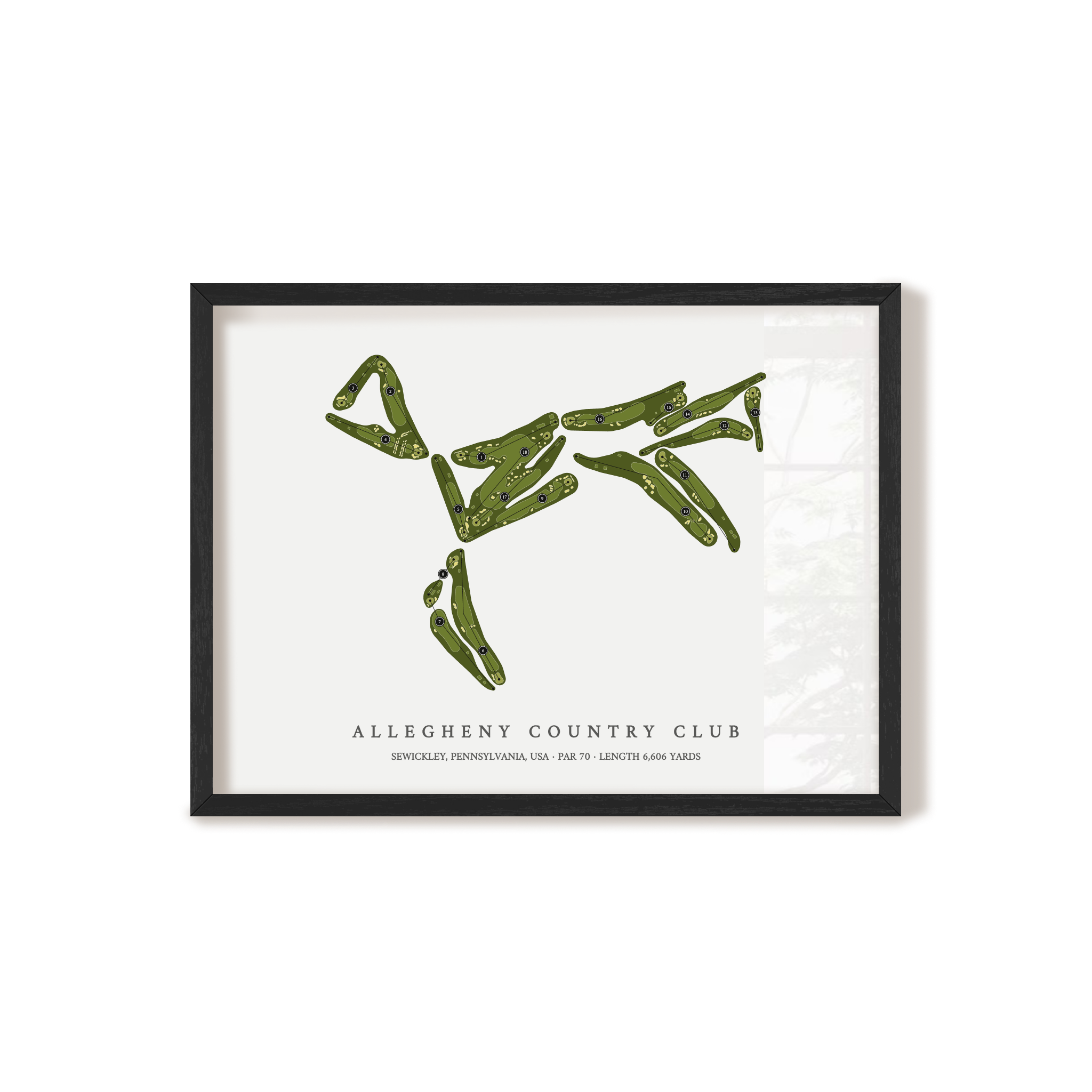Allegheny Country Club | Golf Course Map | Black Frame 