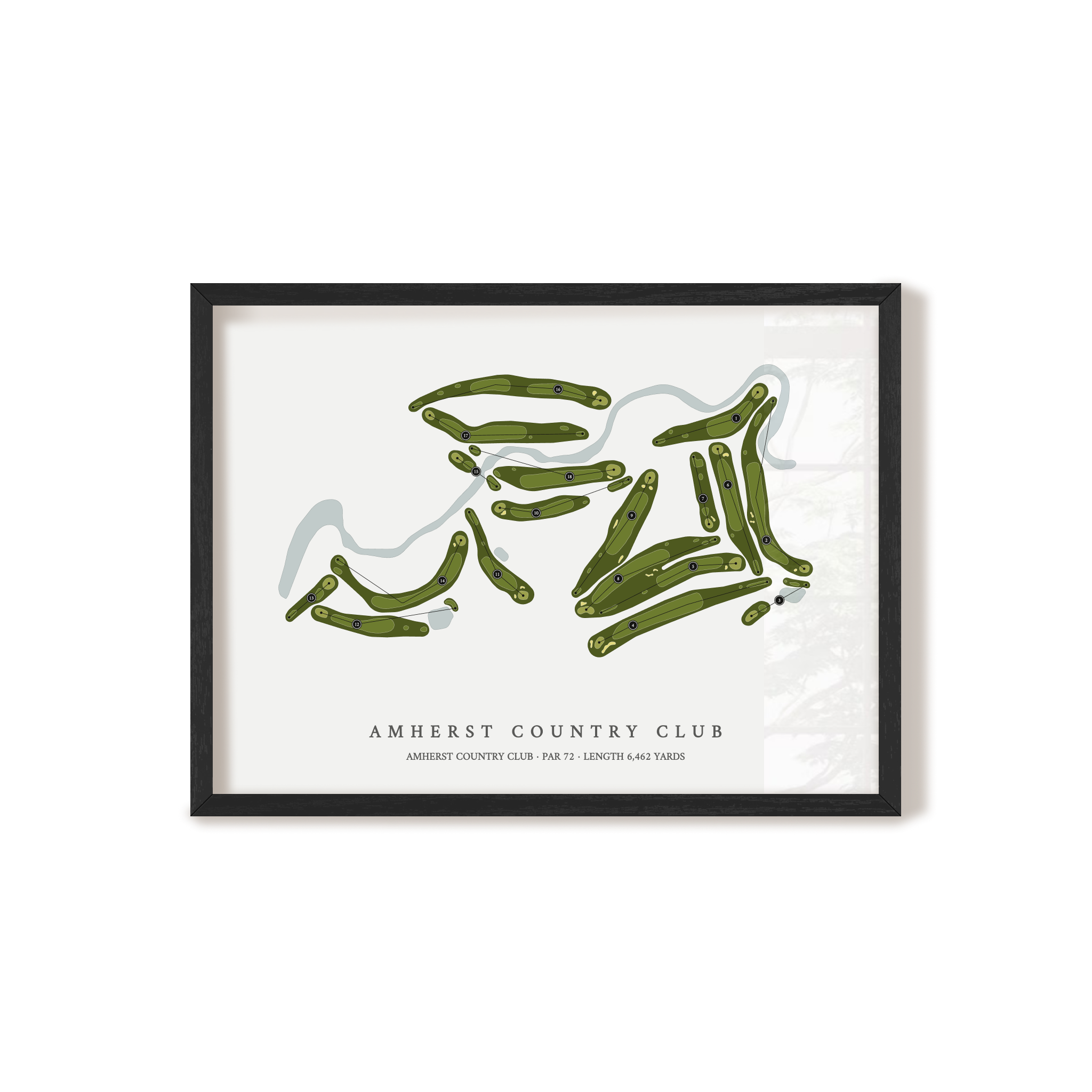Amherst Country Club | Golf Course Map | Black Frame 