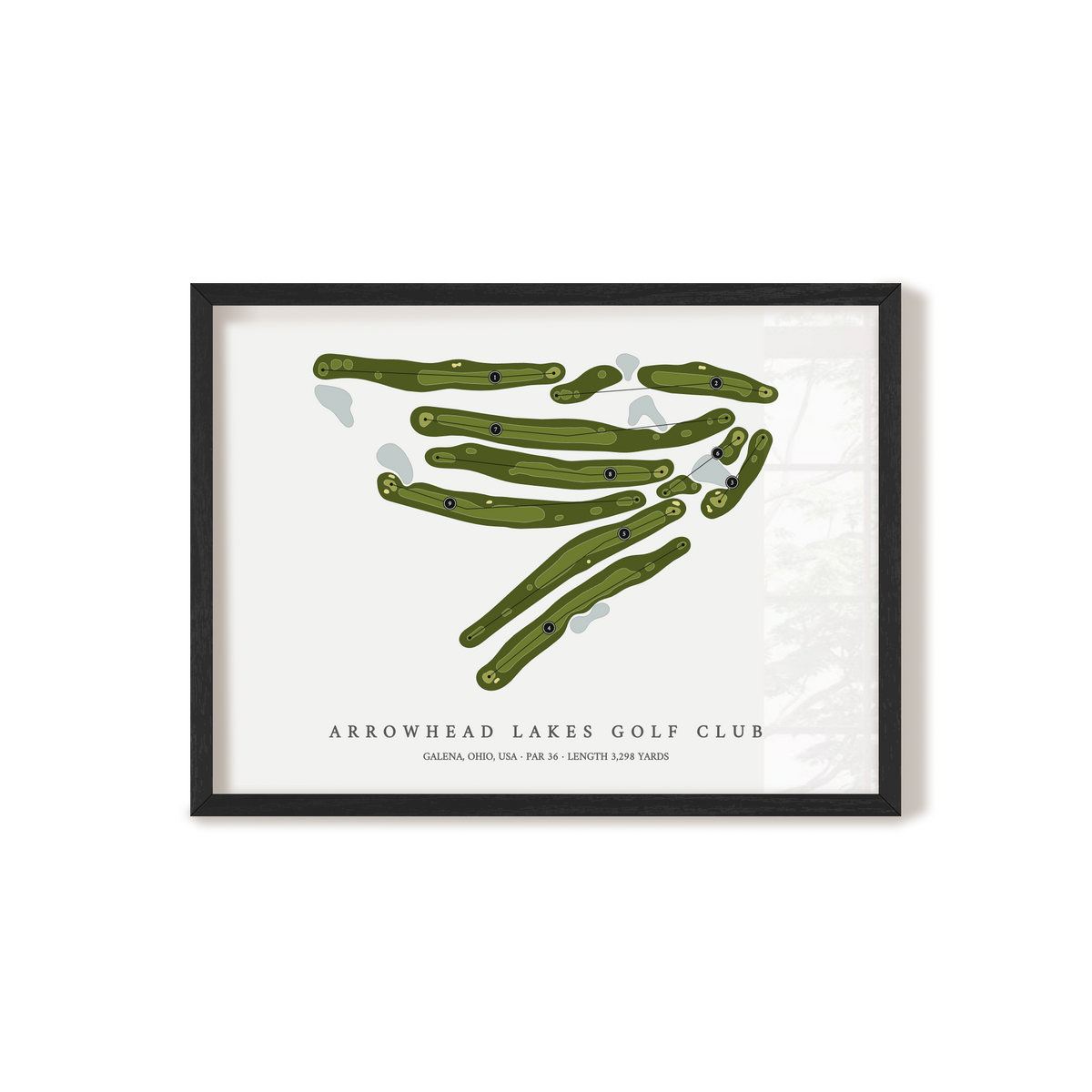 Arrowhead Lakes Golf Club | Golf Course Map | Black Frame 