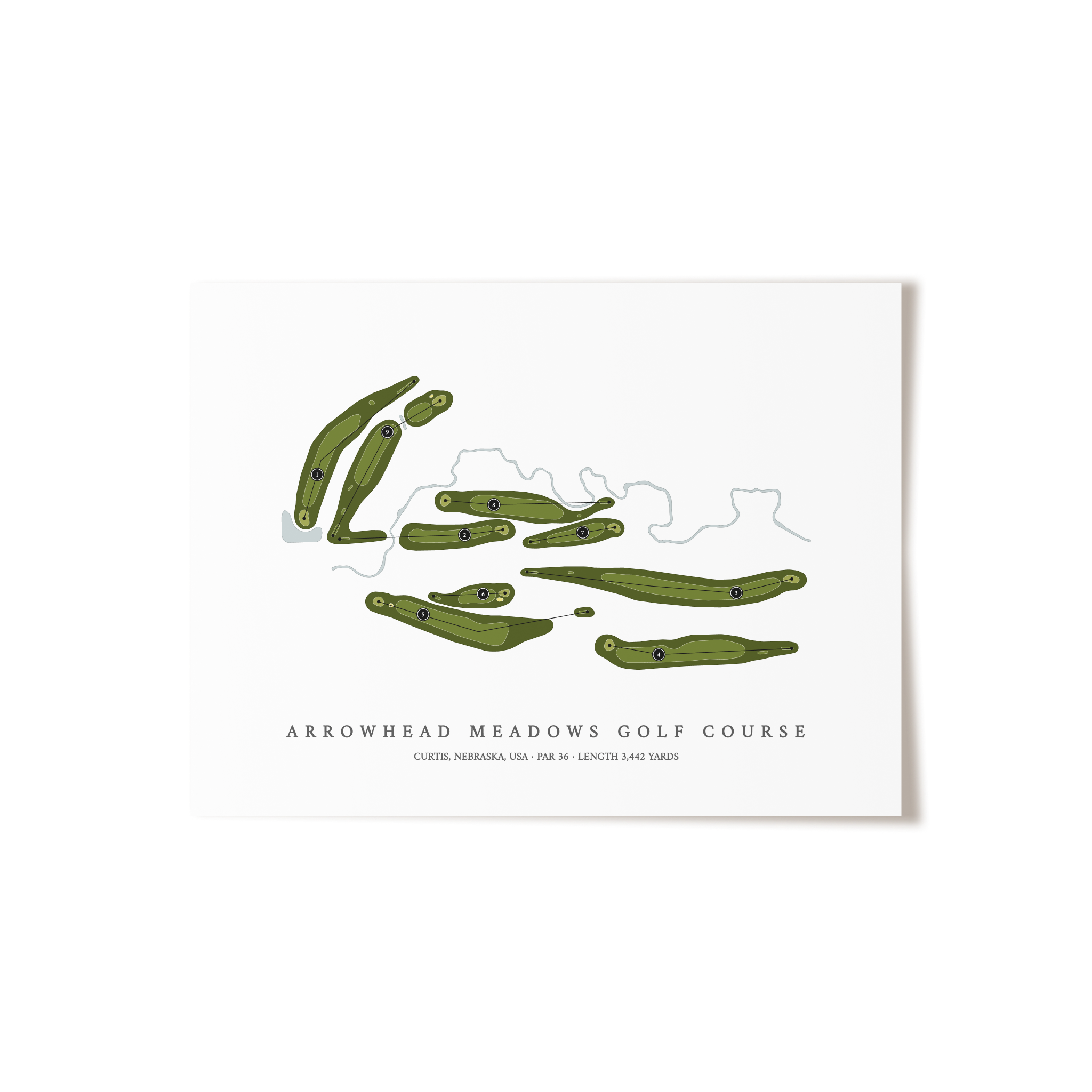Arrowhead Meadows Golf Course | Golf Course Map | Unframed 
