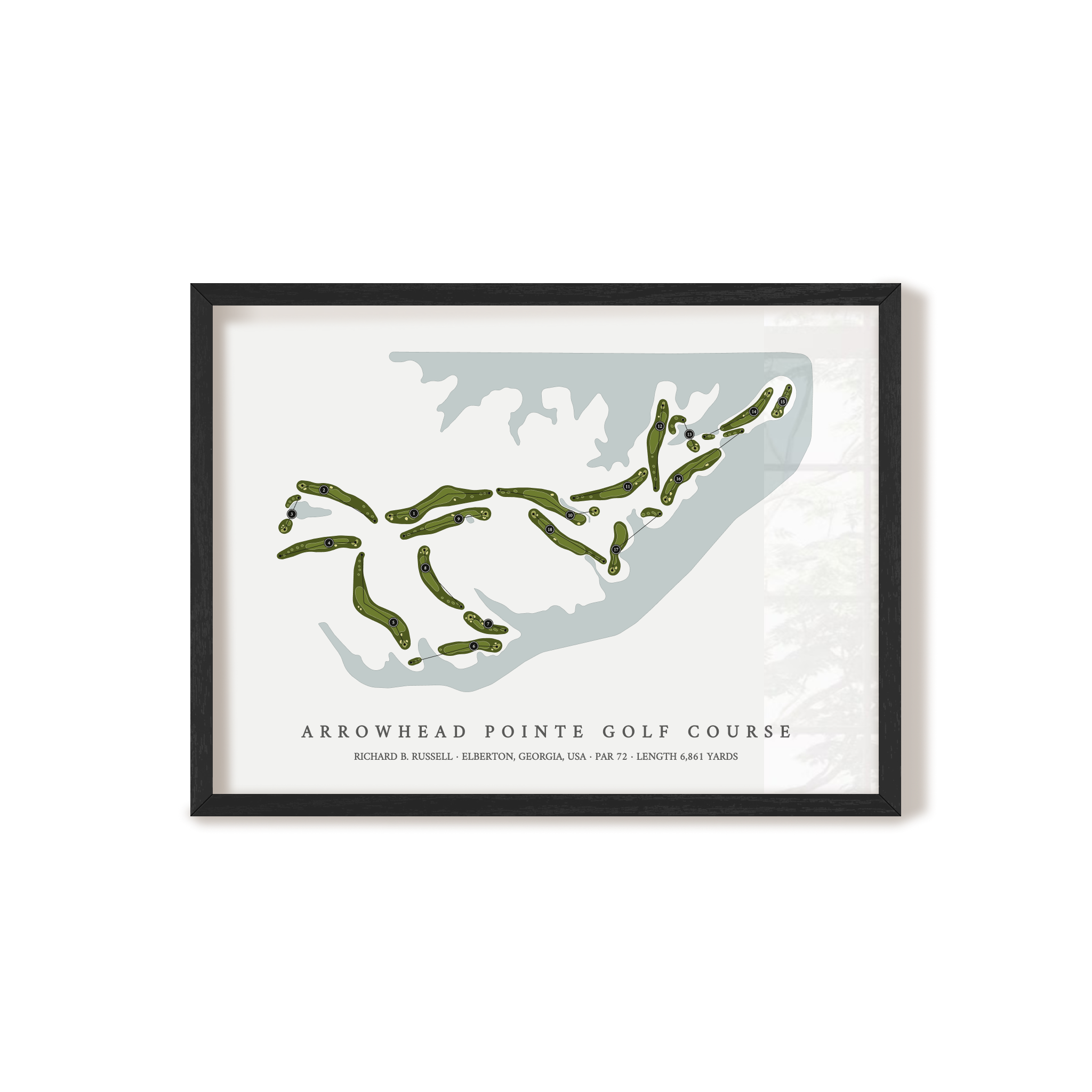 Arrowhead Pointe Golf Course At Richard B Russell | Golf Course Map | Black Frame 
