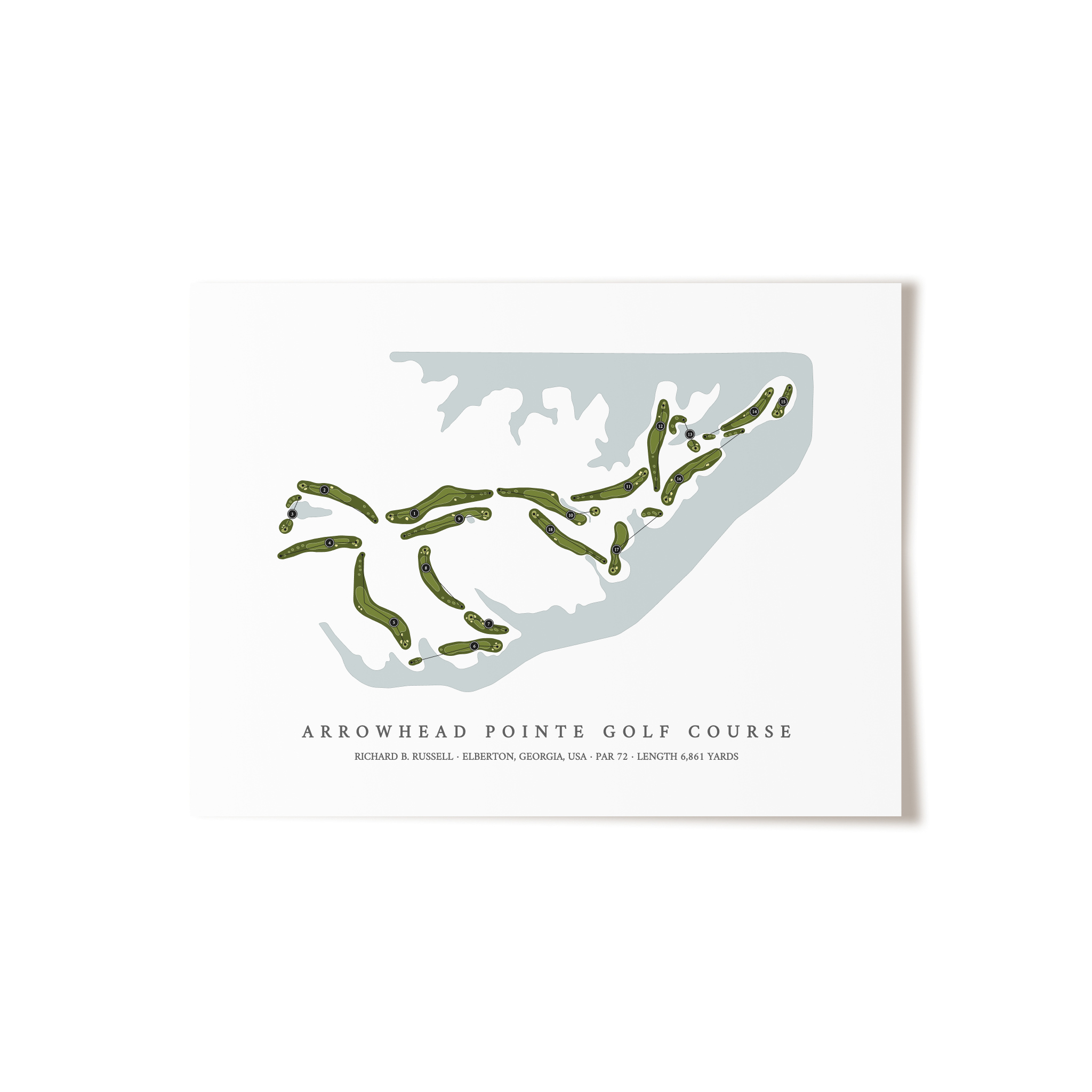 Arrowhead Pointe Golf Course At Richard B Russell | Golf Course Map | Unframed 