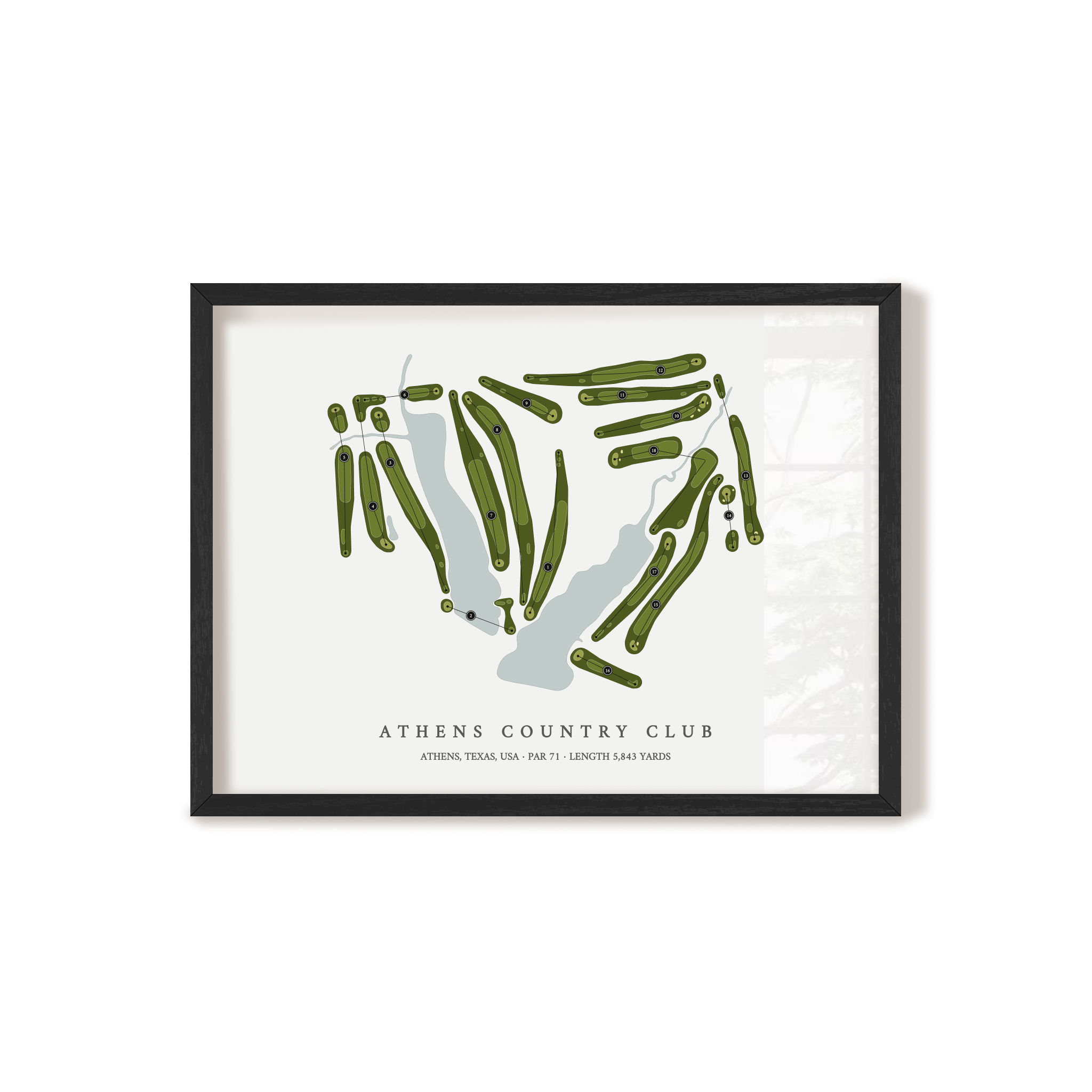 Athens Country Club | Golf Course Map | Black Frame 