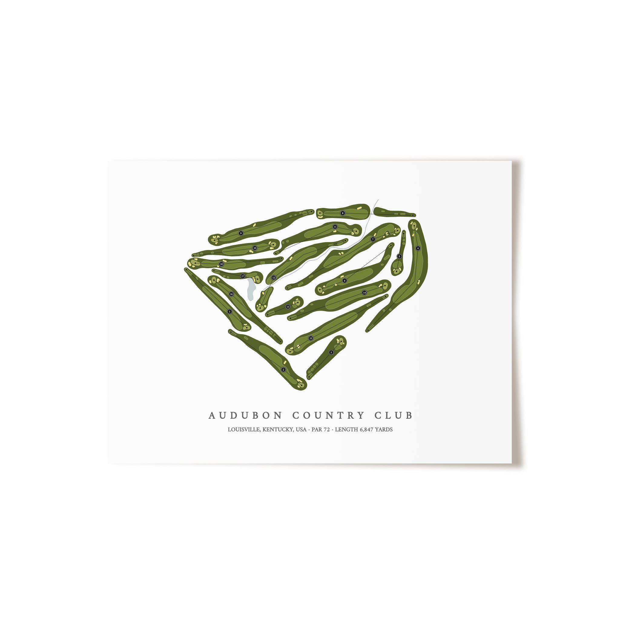 Audubon Country Club | Golf Course Map | Unframed 