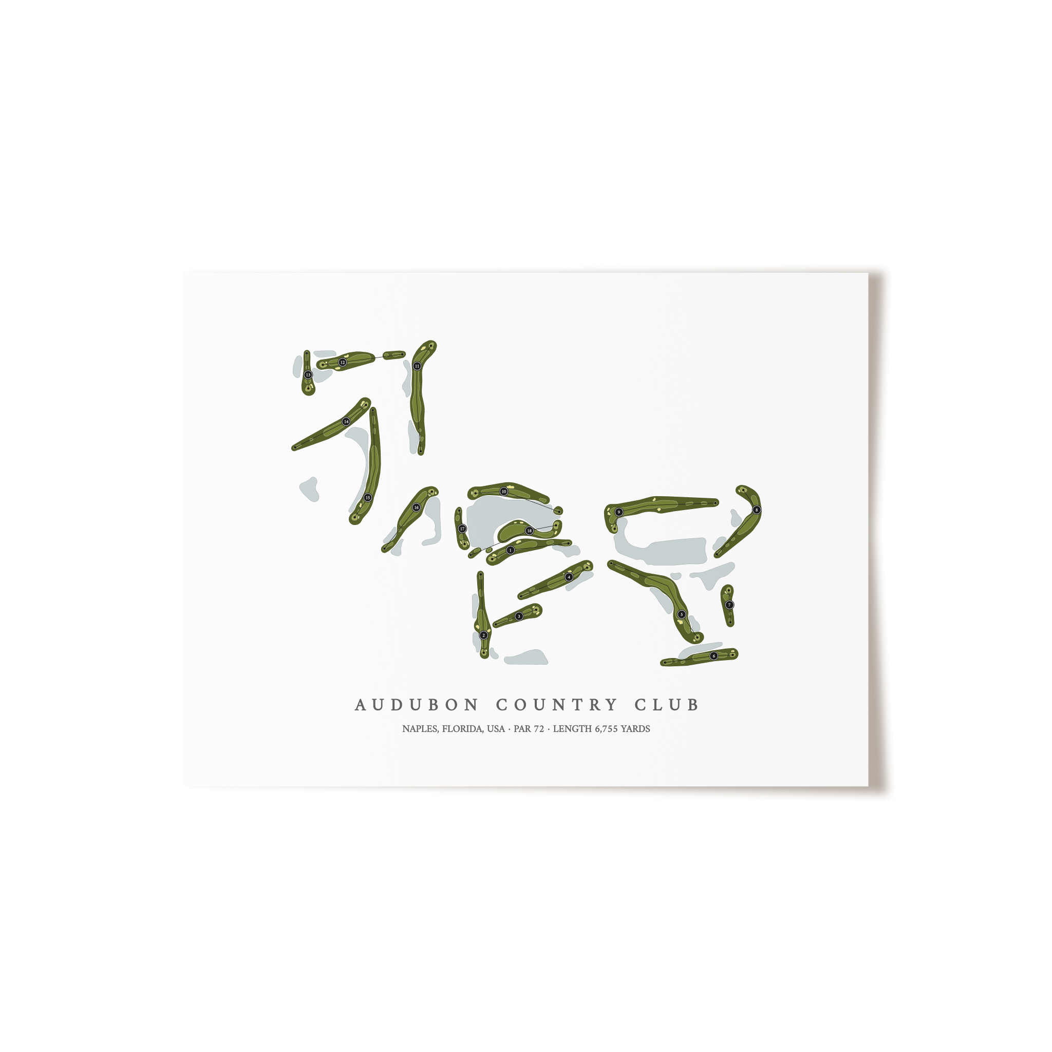 Audubon Country Club | Golf Course Map | Unframed 