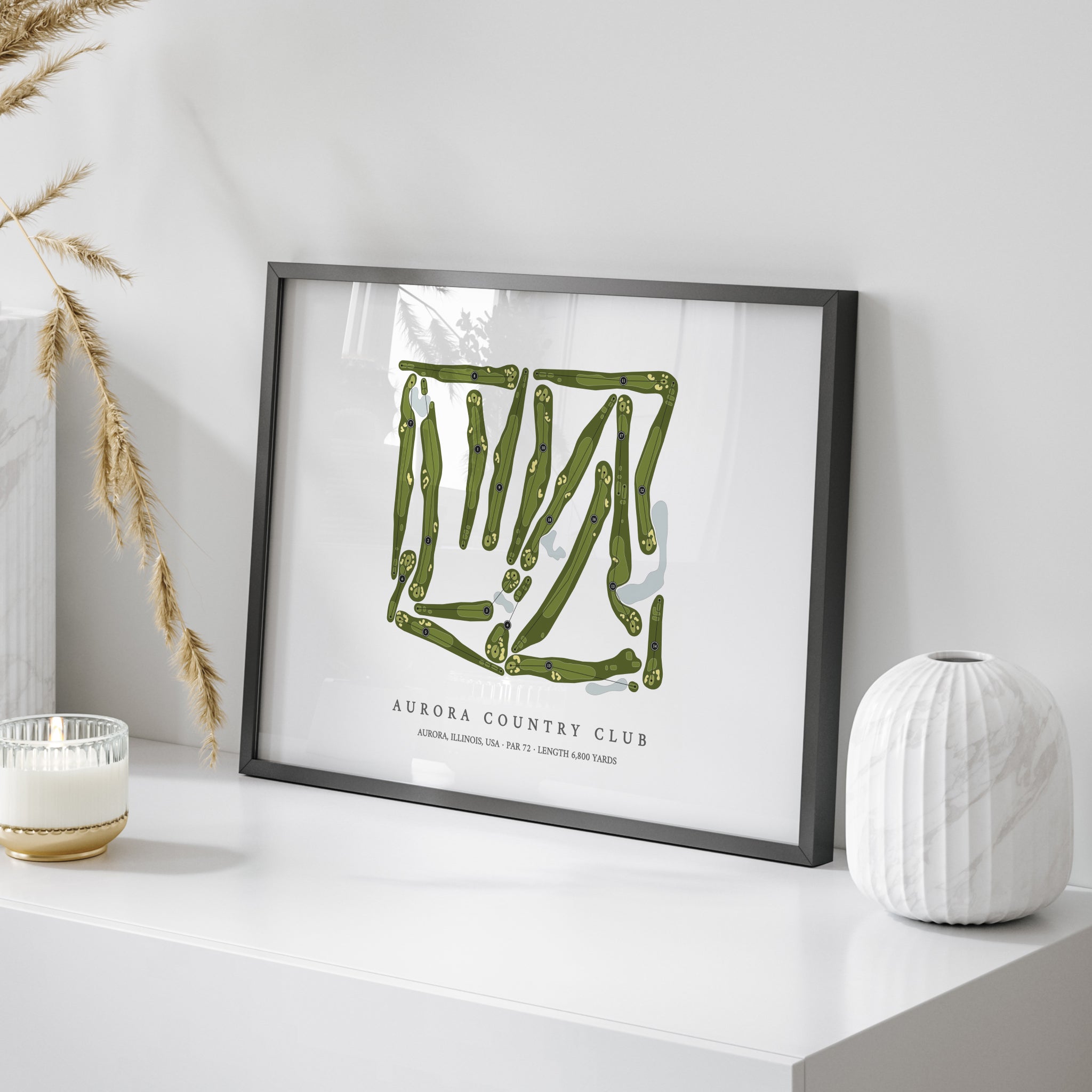 Aurora Country Club | Golf Course Print | On Table