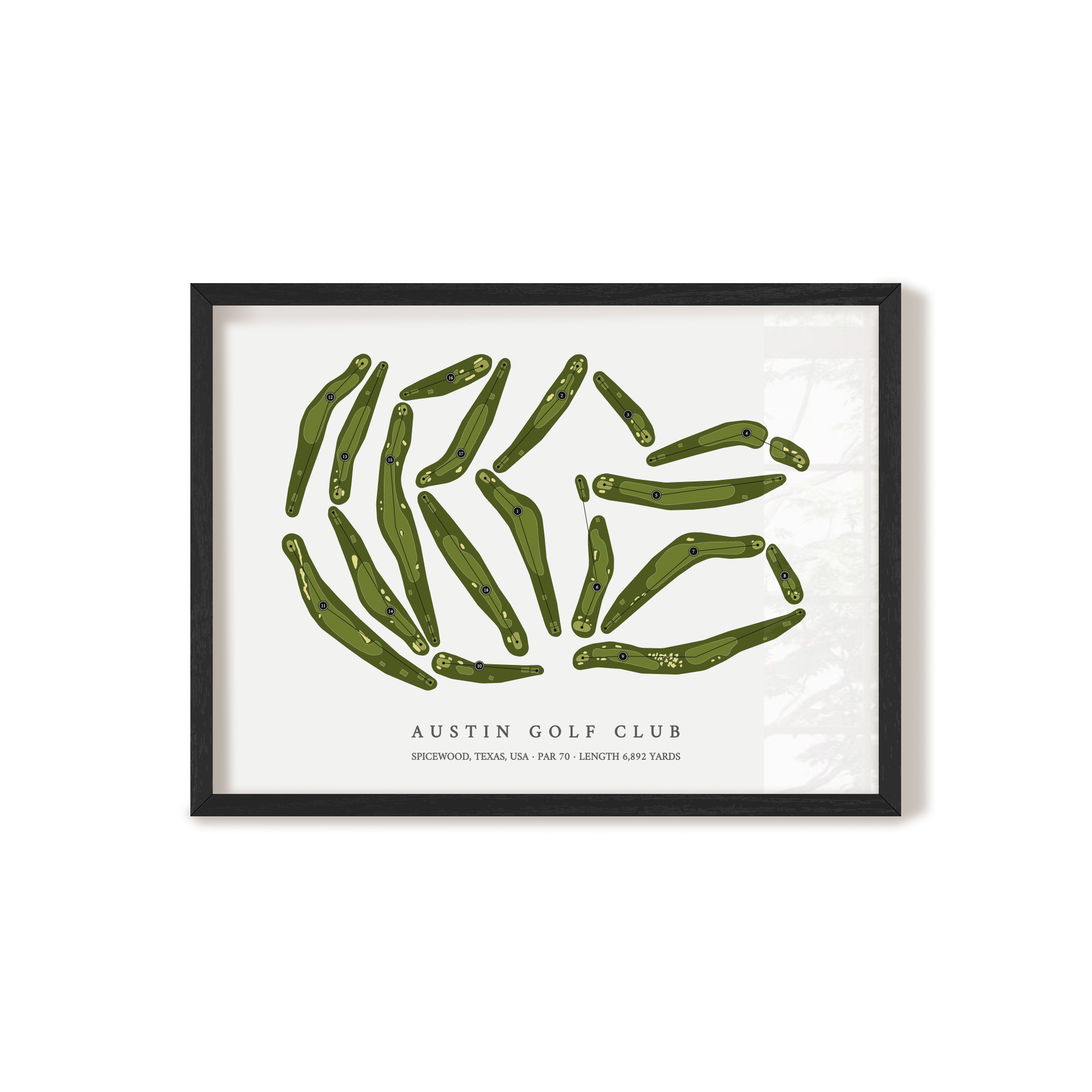 Austin Golf Club | Golf Course Map | Black Frame 