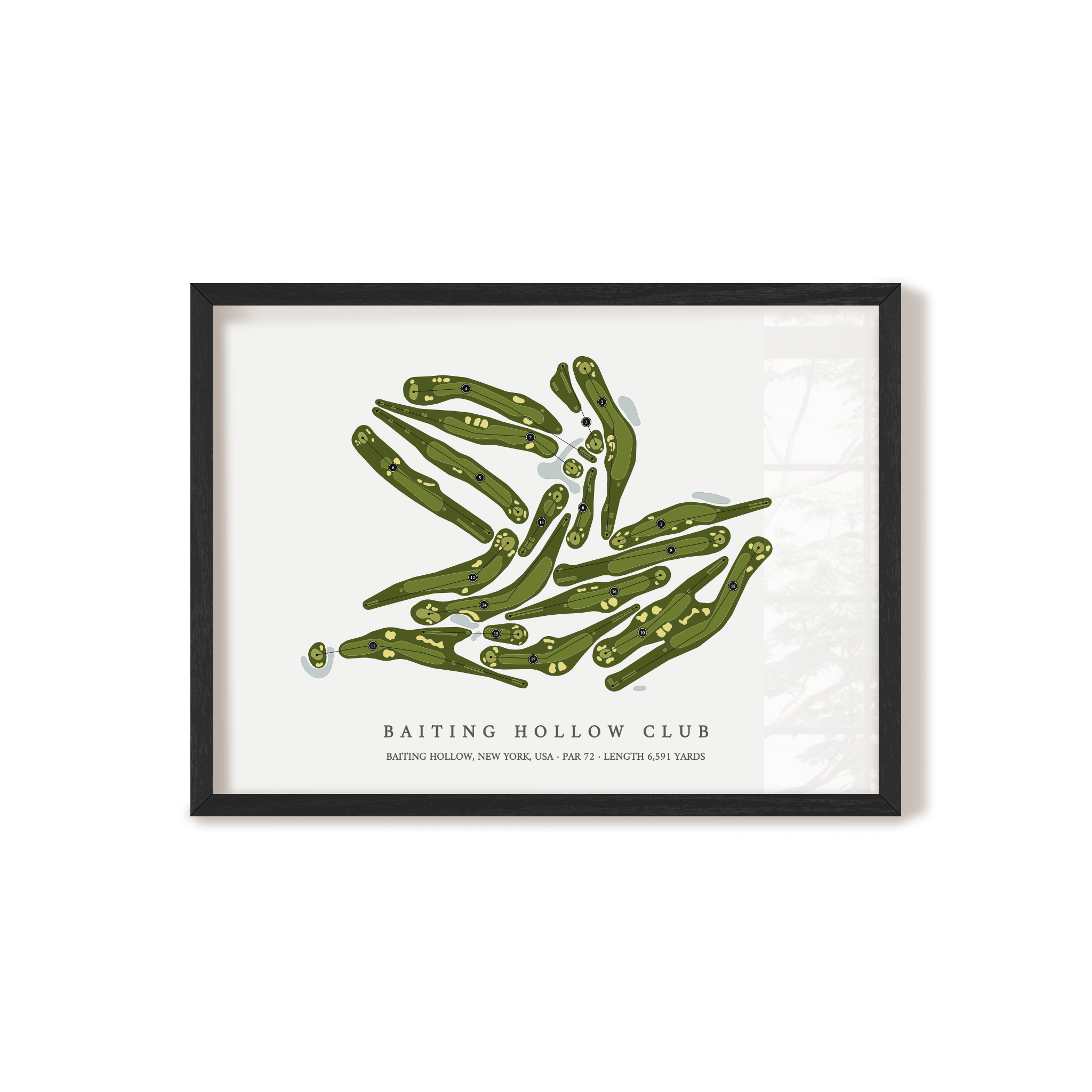 Baiting Hollow Club | Golf Course Map | Black Frame 