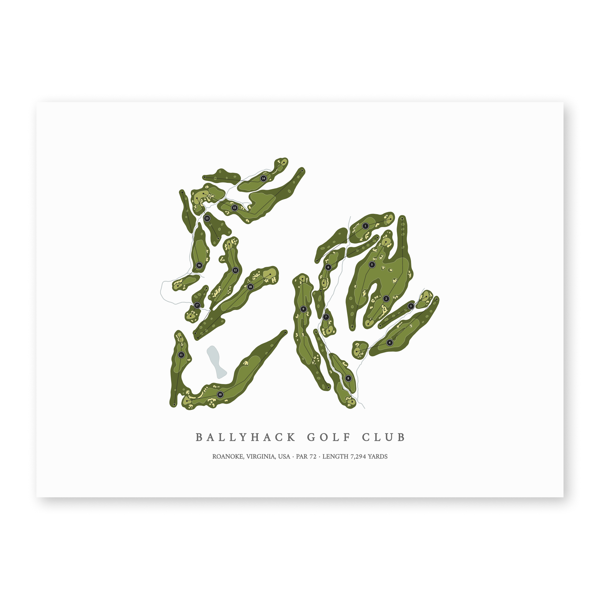 Ballyhack Golf Club| Golf Course Print | Unframed With Hole Numbers #hole numbers_yes