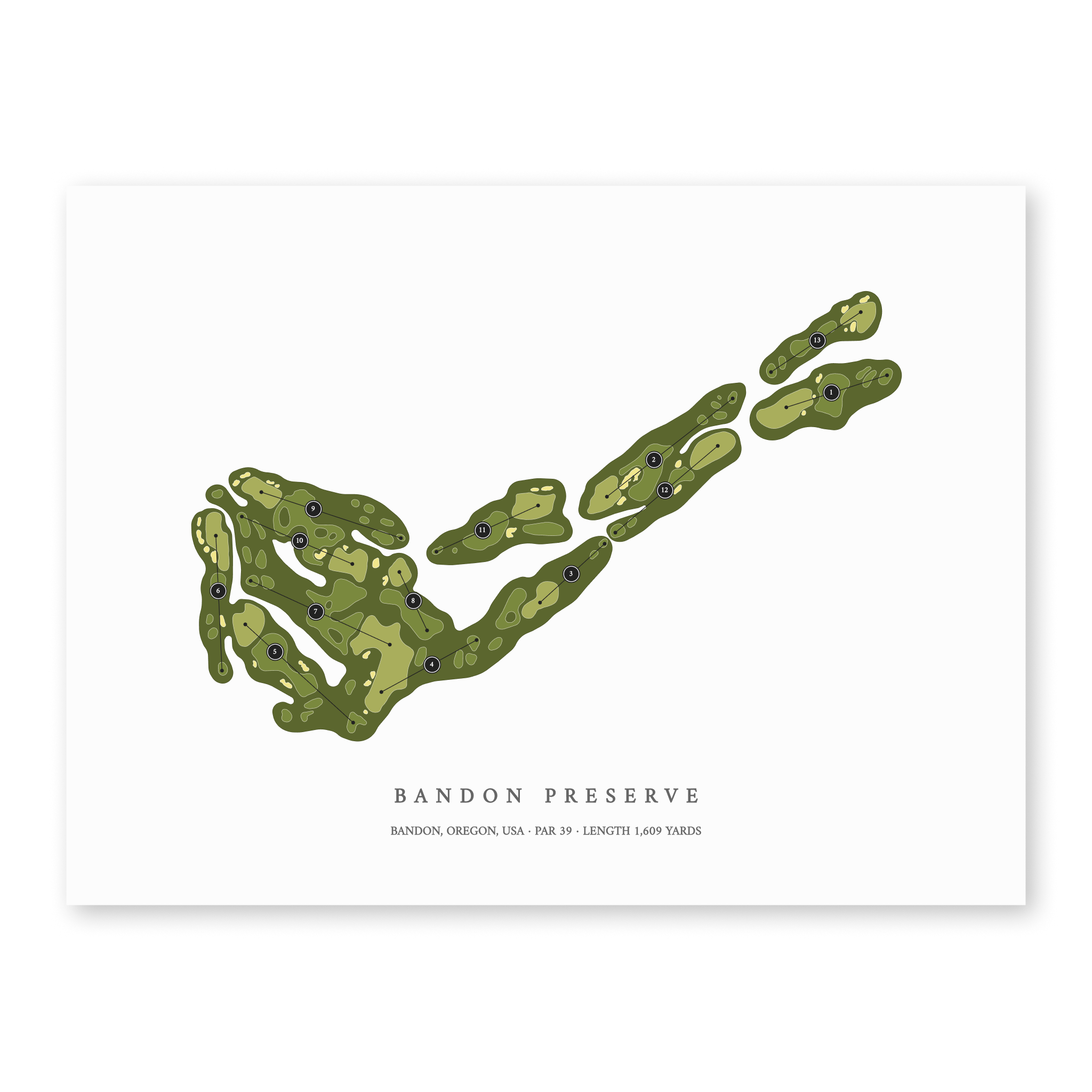 Bandon Preserve| Golf Course Print | Unframed With Hole Numbers #hole numbers_yes