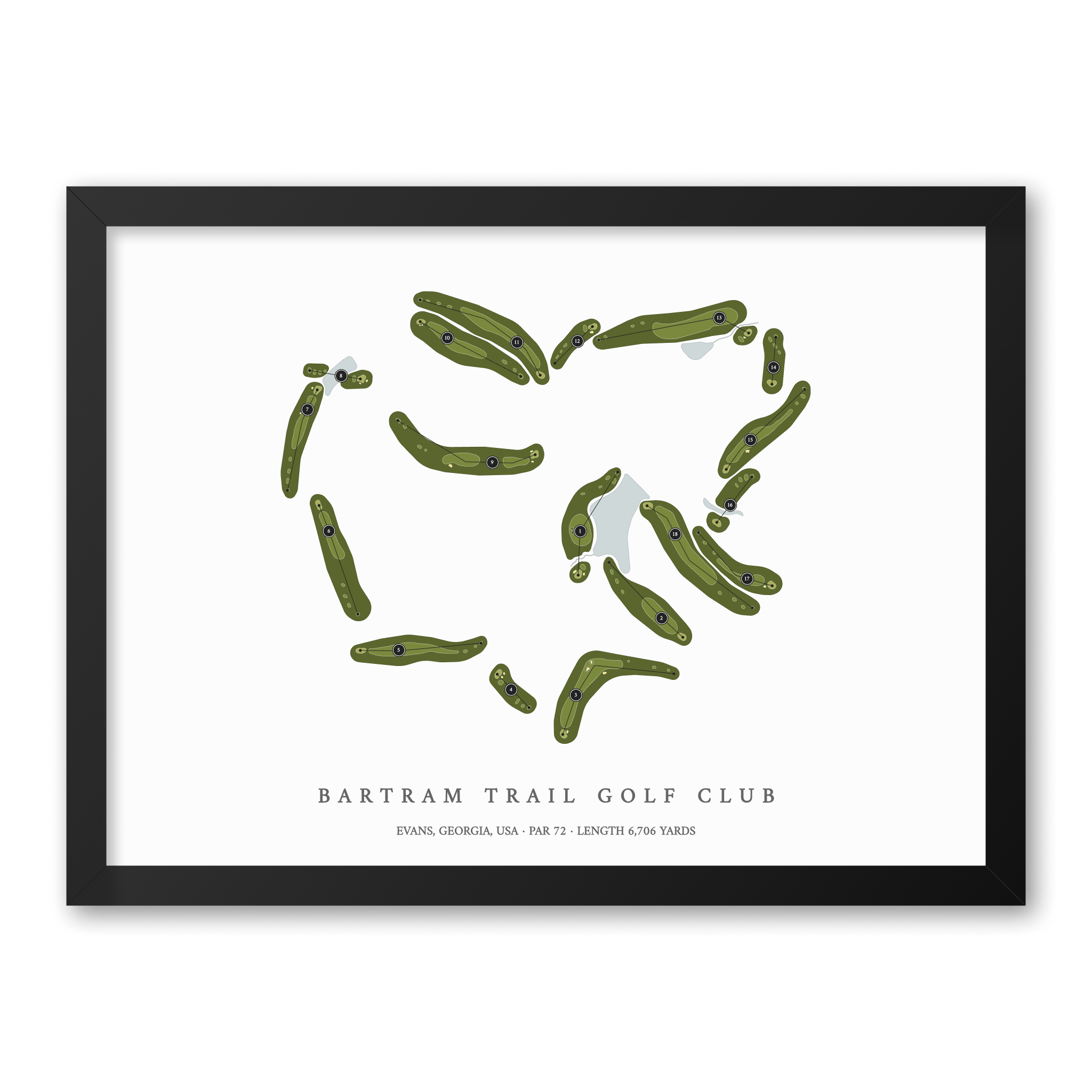 Bartram Trail Golf Club | Golf Course Map | Black Frame With Hole Numbers #hole numbers_yes