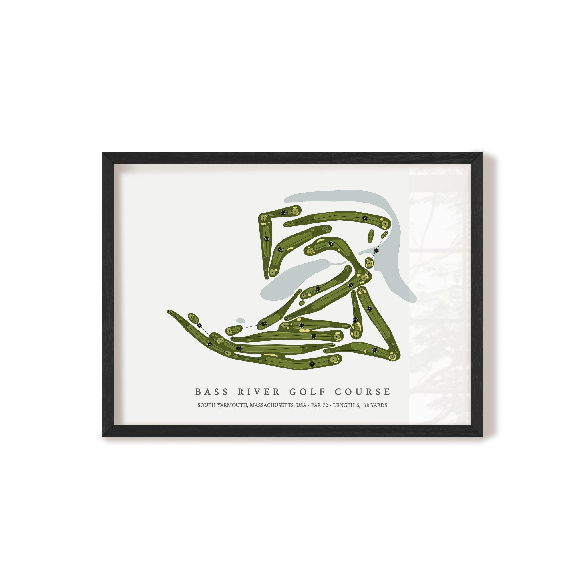 Bass River Golf Course | Golf Course Map | Black Frame 