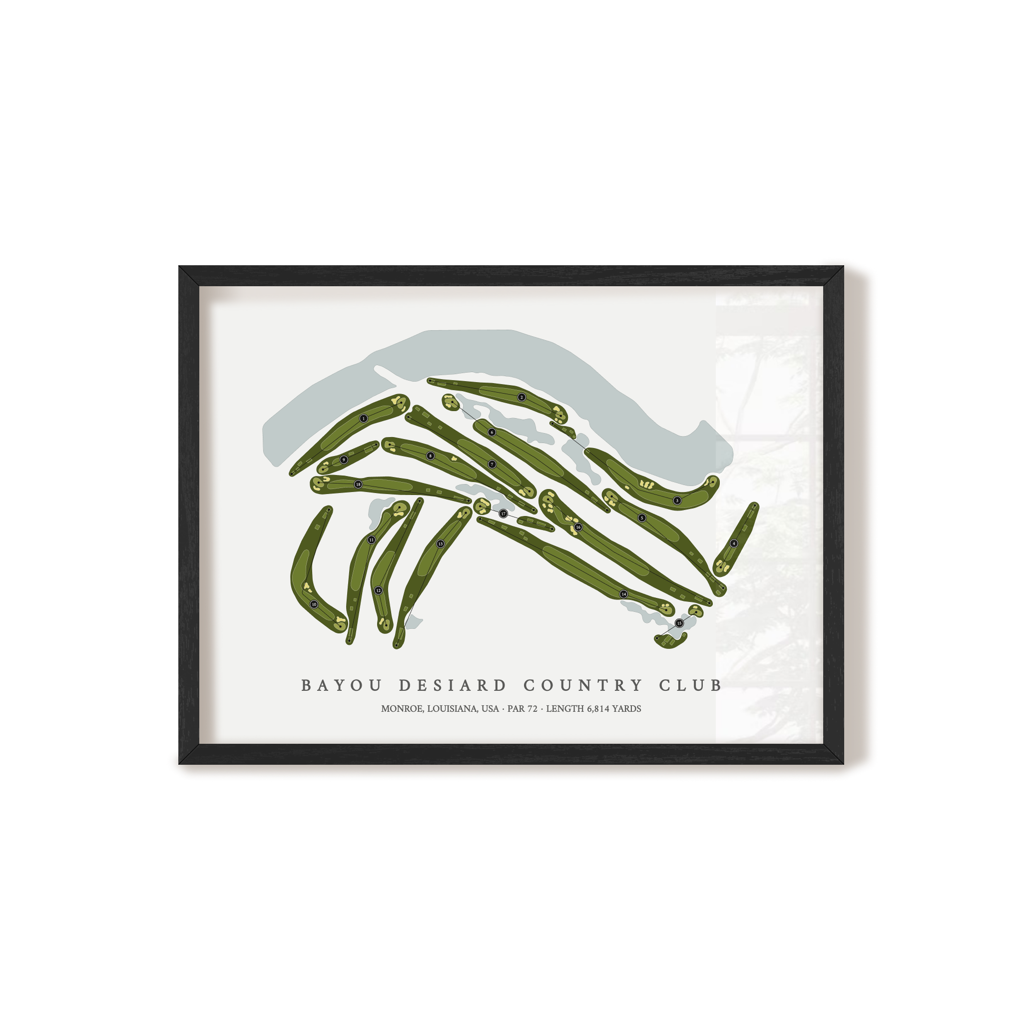 Bayou DeSiard Country Club | Golf Course Map | Black Frame 
