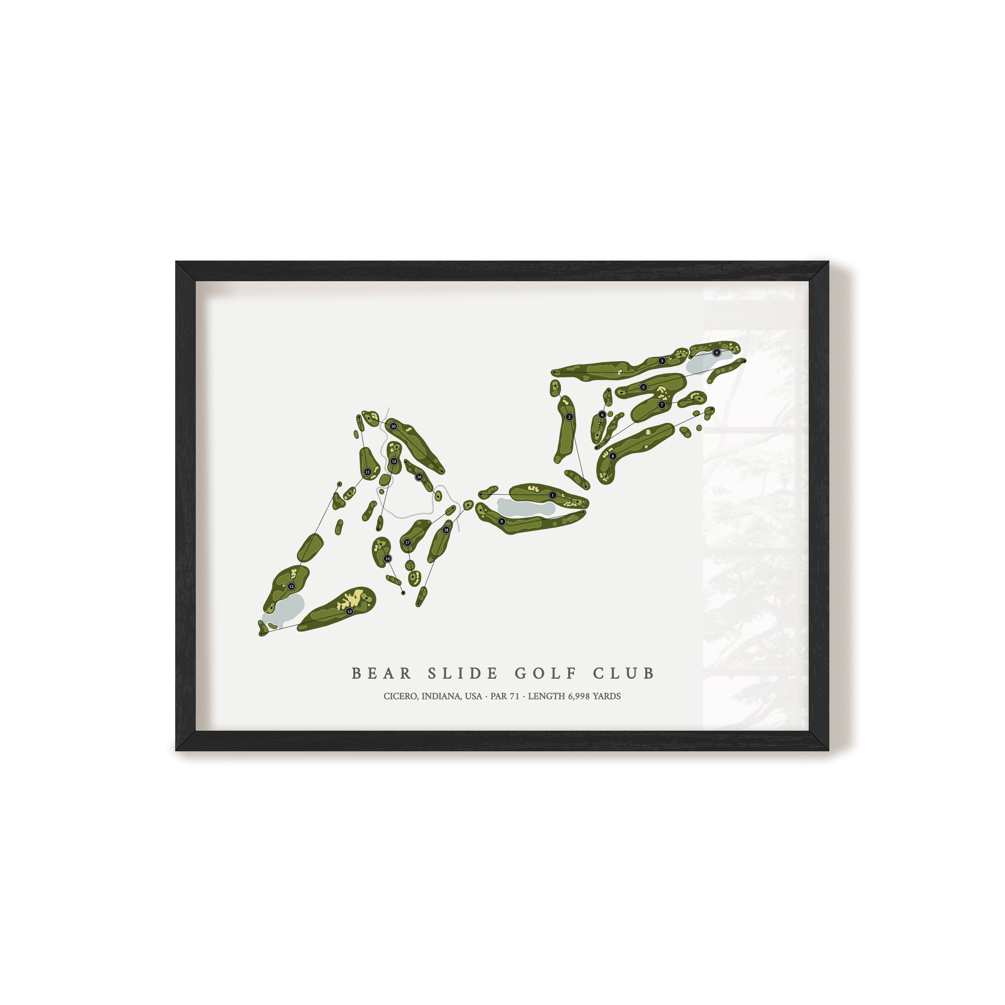 Bear Slide Golf Club | Golf Course Map | Black Frame 