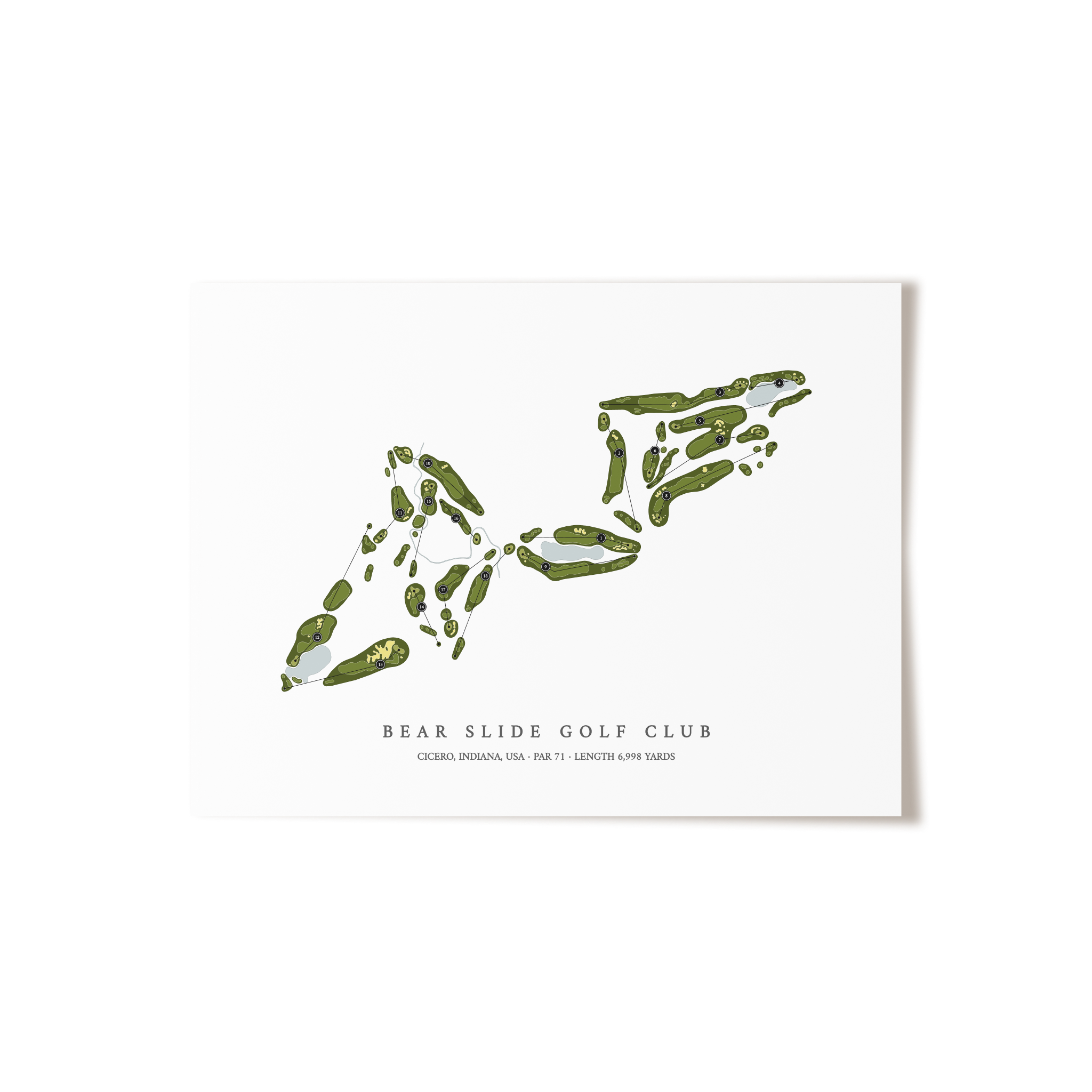 Bear Slide Golf Club | Golf Course Map | Unframed 