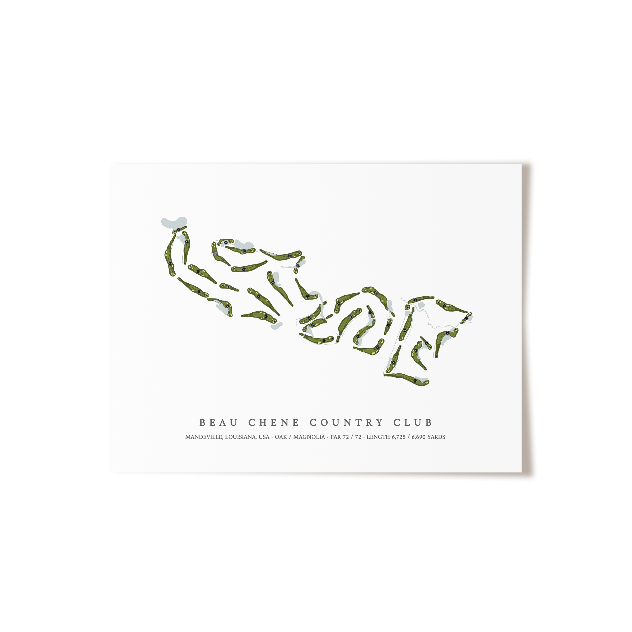 Beau Chene Country Club | Golf Course Map | Unframed 