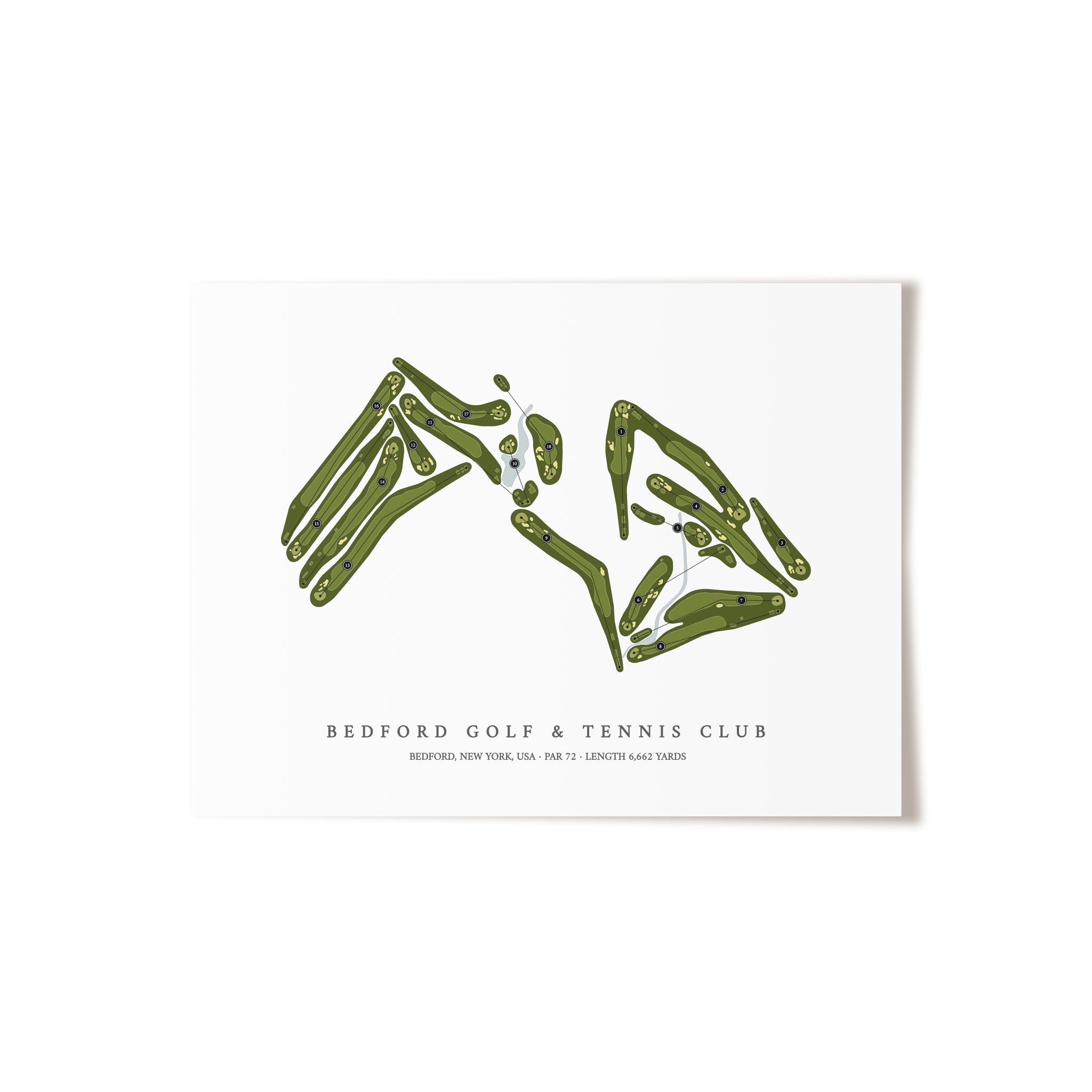 Bedford Golf & Tennis Club | Golf Course Map | Unframed 