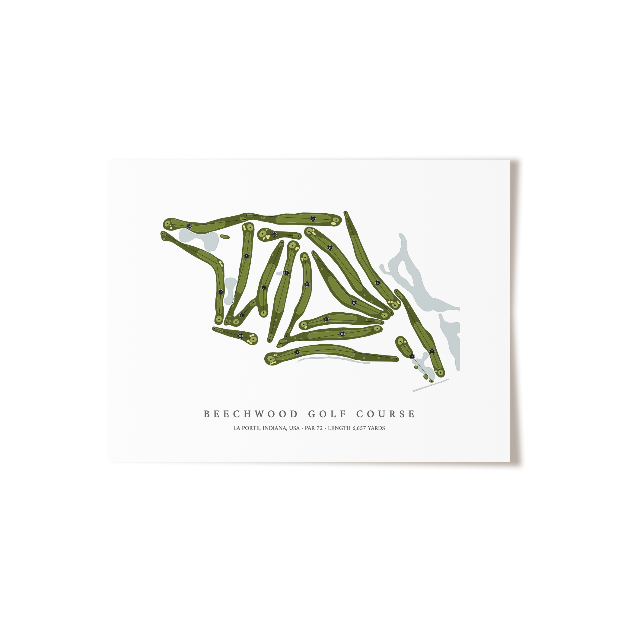 Beechwood Golf Course | Golf Course Map | Unframed 