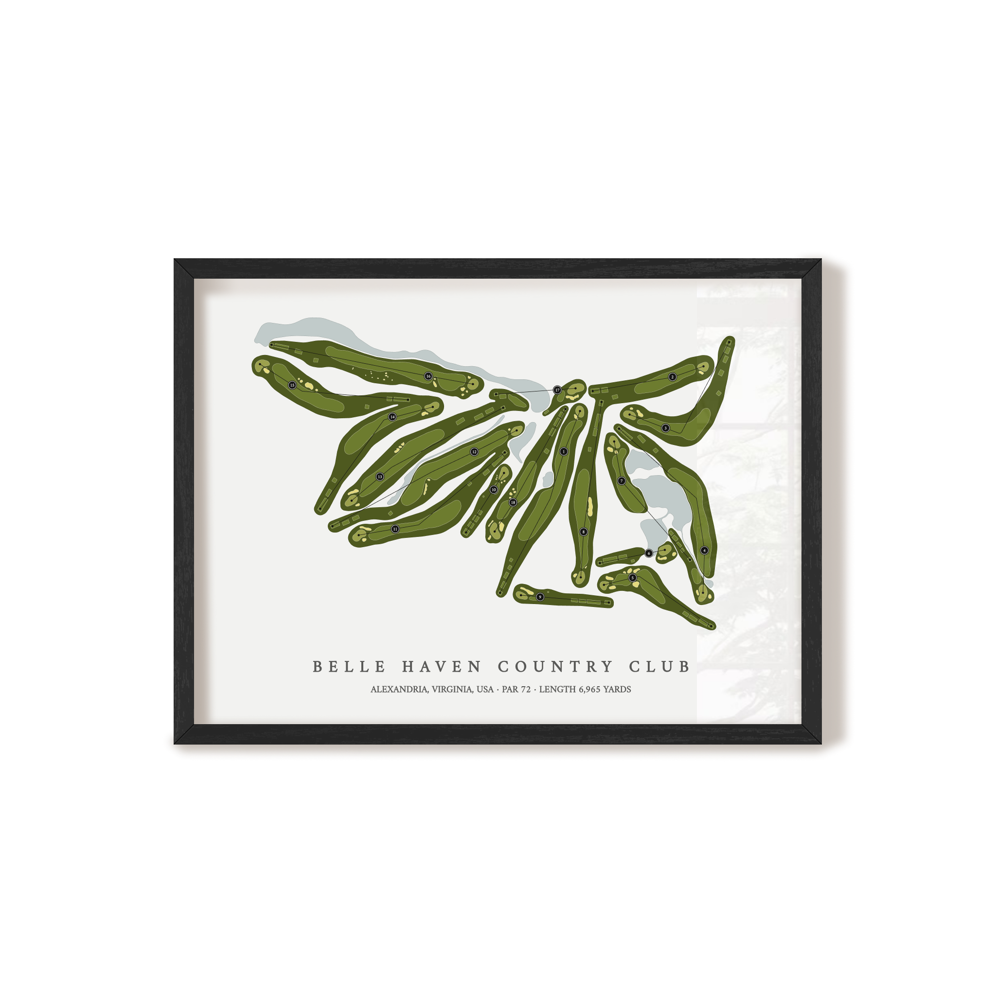 Belle Haven Country Club | Golf Course Map | Black Frame 