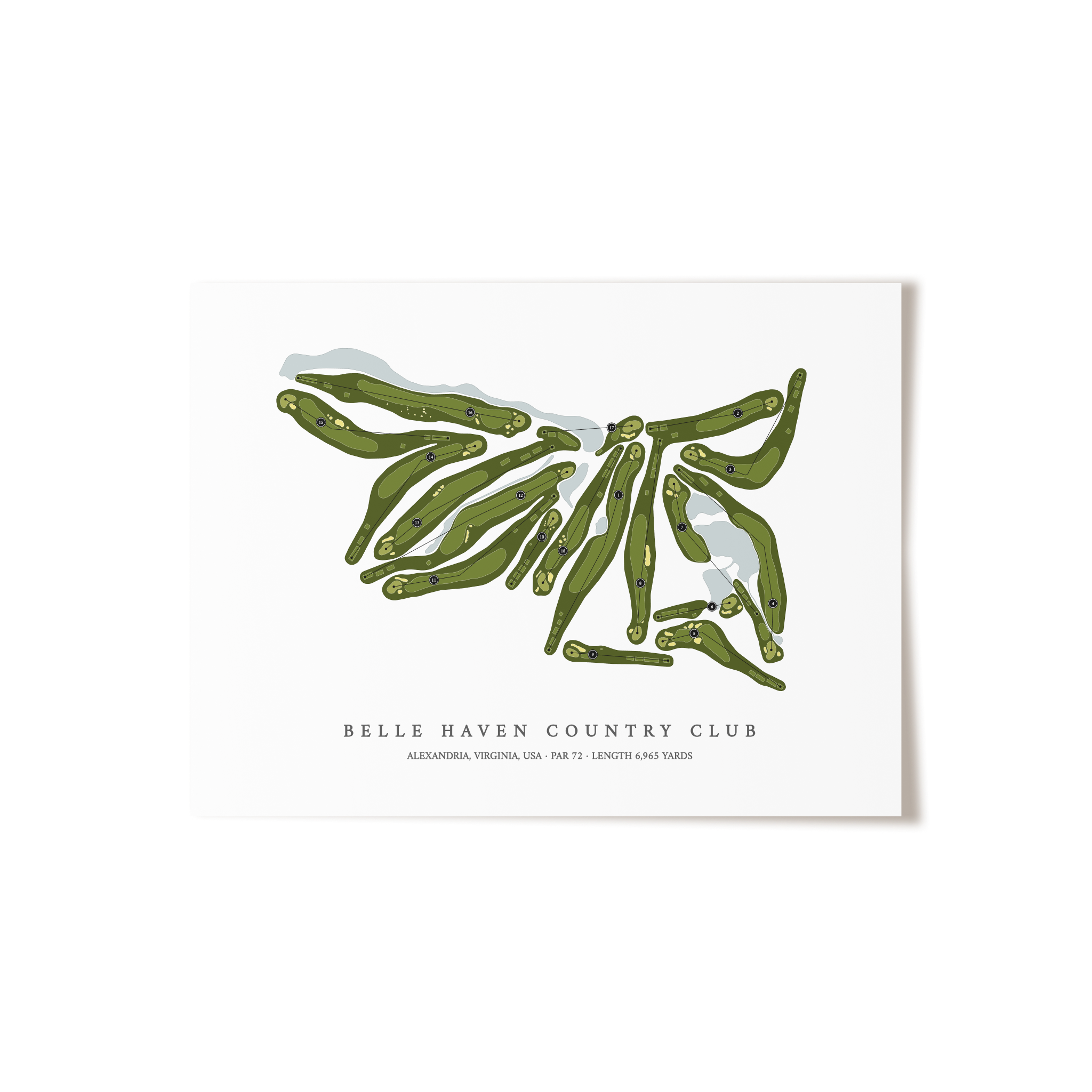Belle Haven Country Club | Golf Course Map | Unframed 