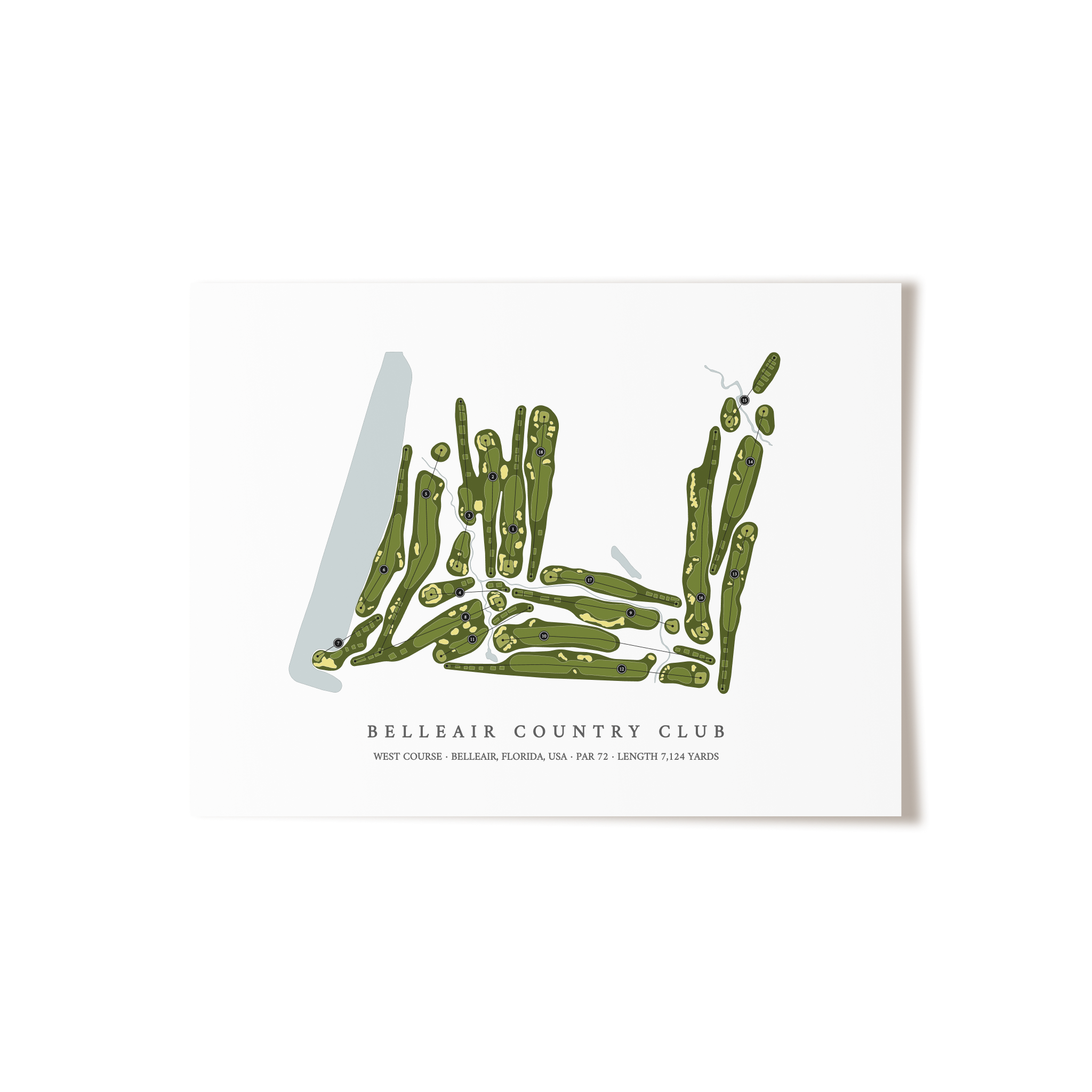 Belleair Country Club -  West Course | Golf Course Map | Unframed 