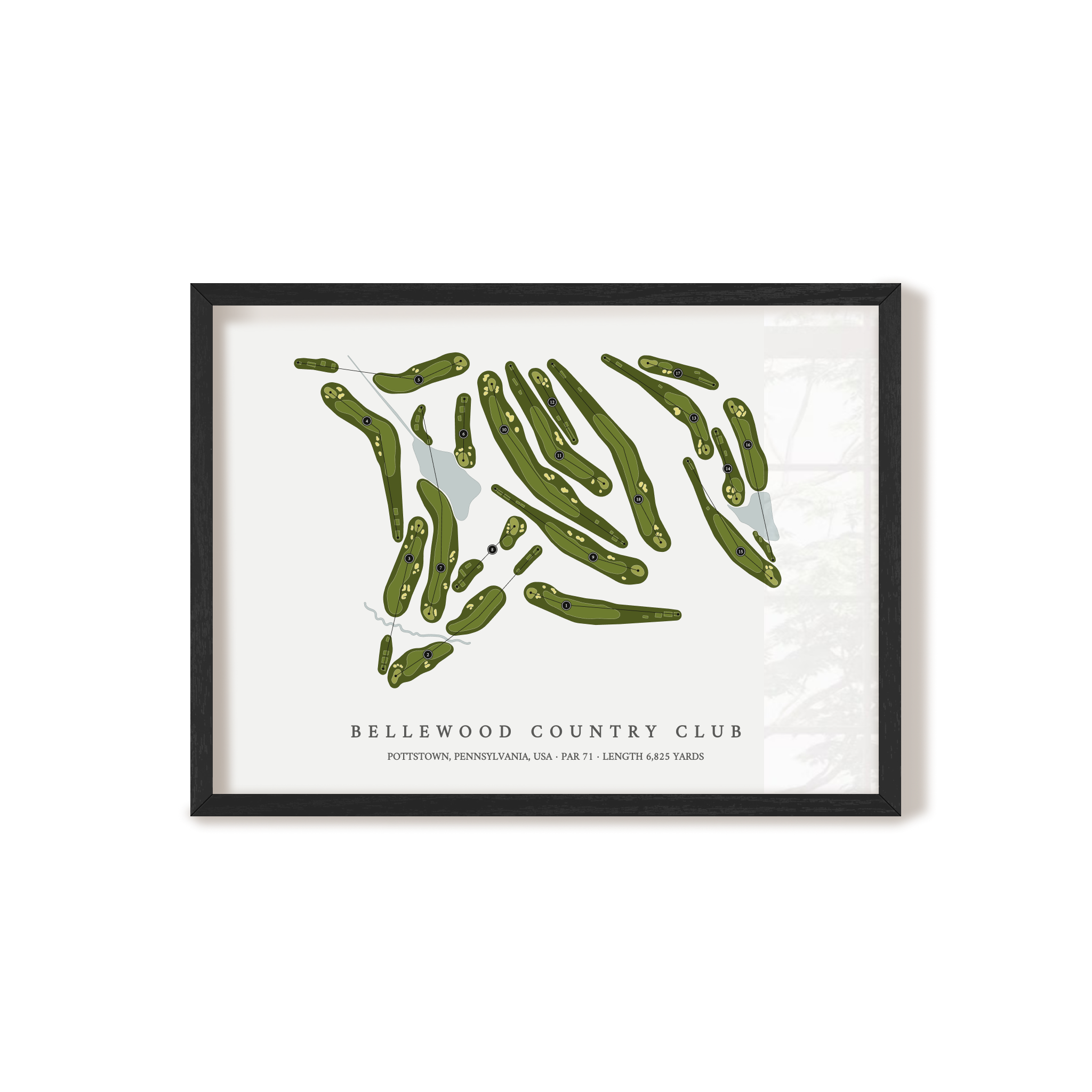 Bellewood Country Club | Golf Course Map | Black Frame 