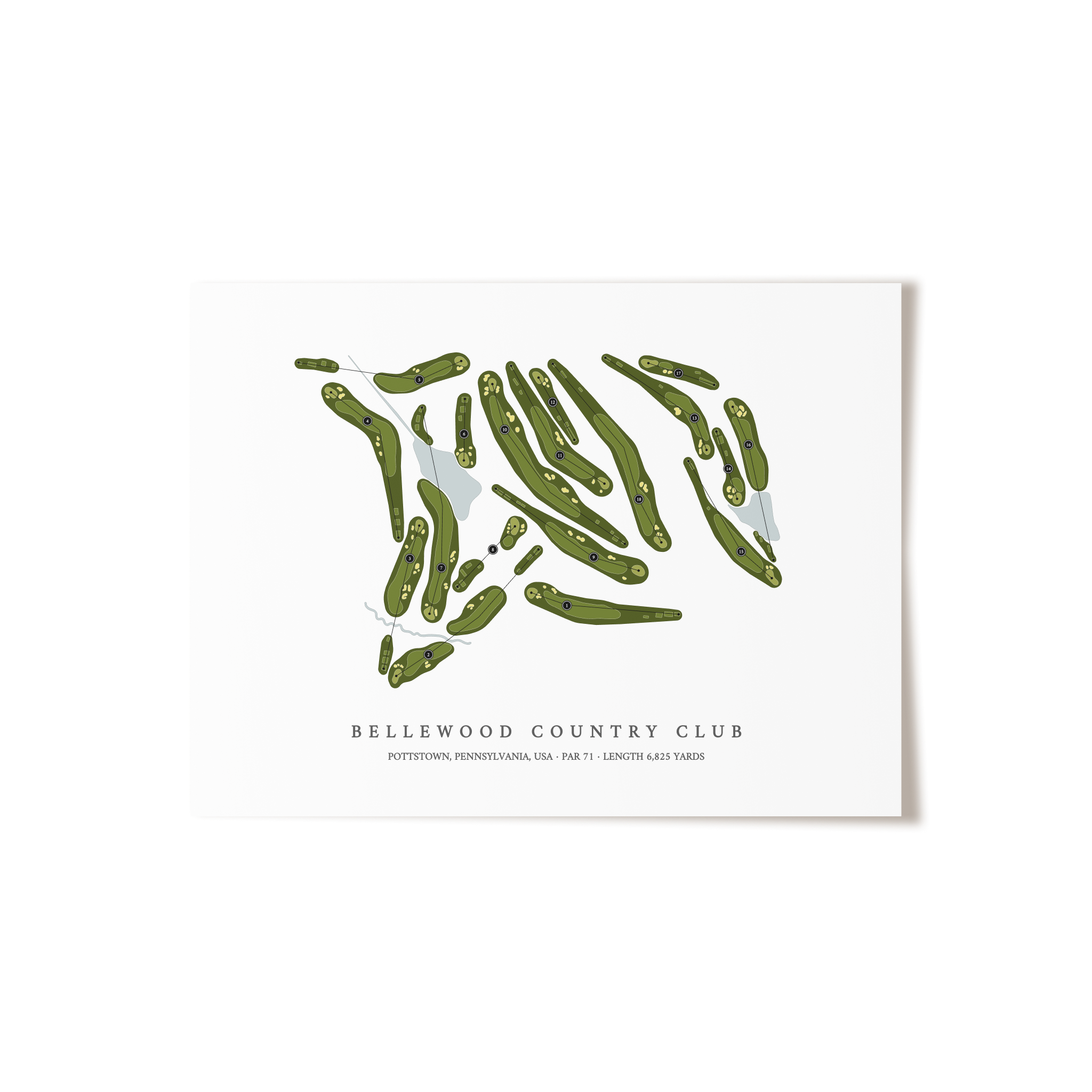 Bellewood Country Club | Golf Course Map | Unframed 