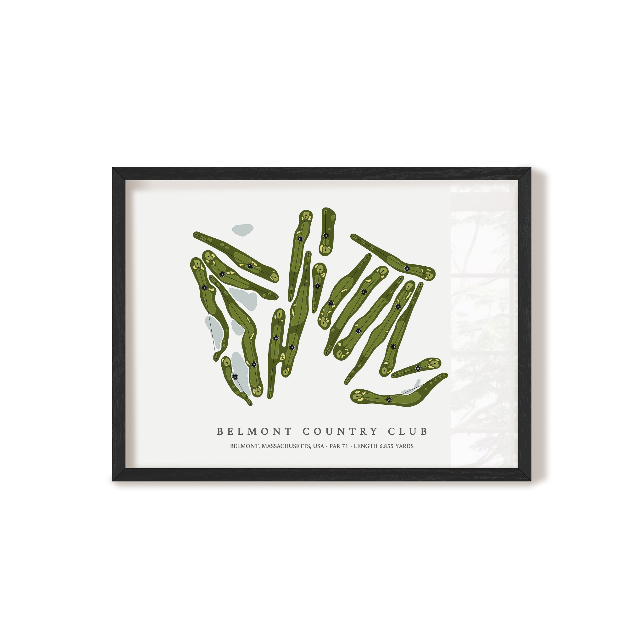 Belmont Country Club | Golf Course Map | Black Frame 