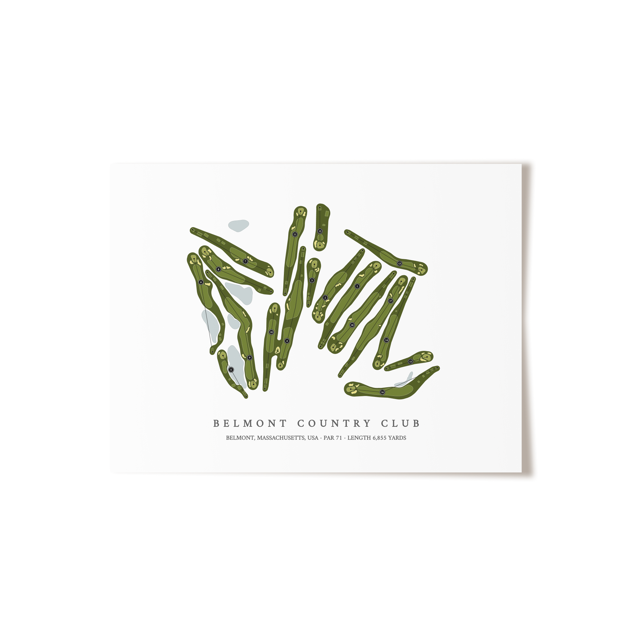 Belmont Country Club | Golf Course Map | Unframed 