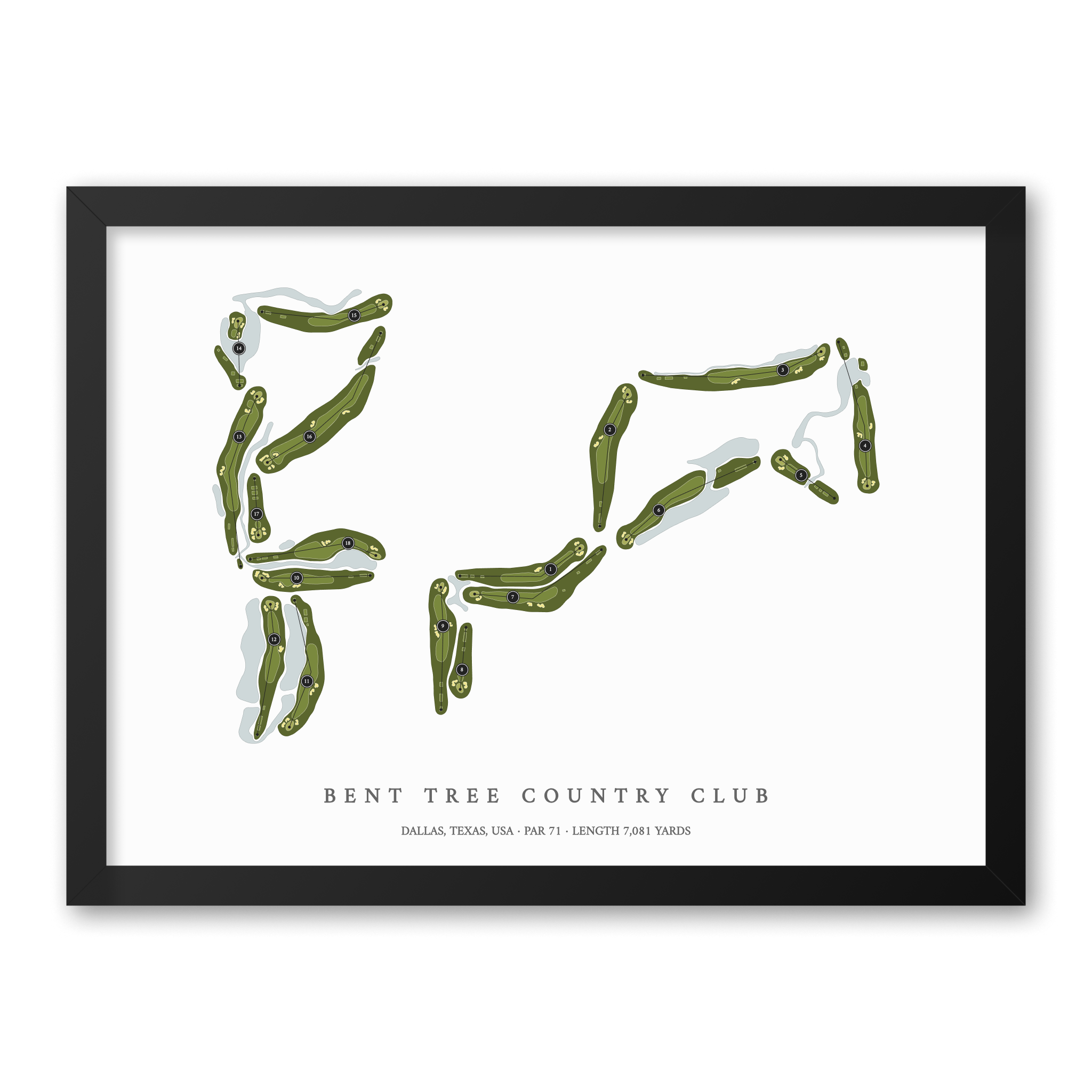 Bent Tree Country Club | Golf Course Map | Black Frame
