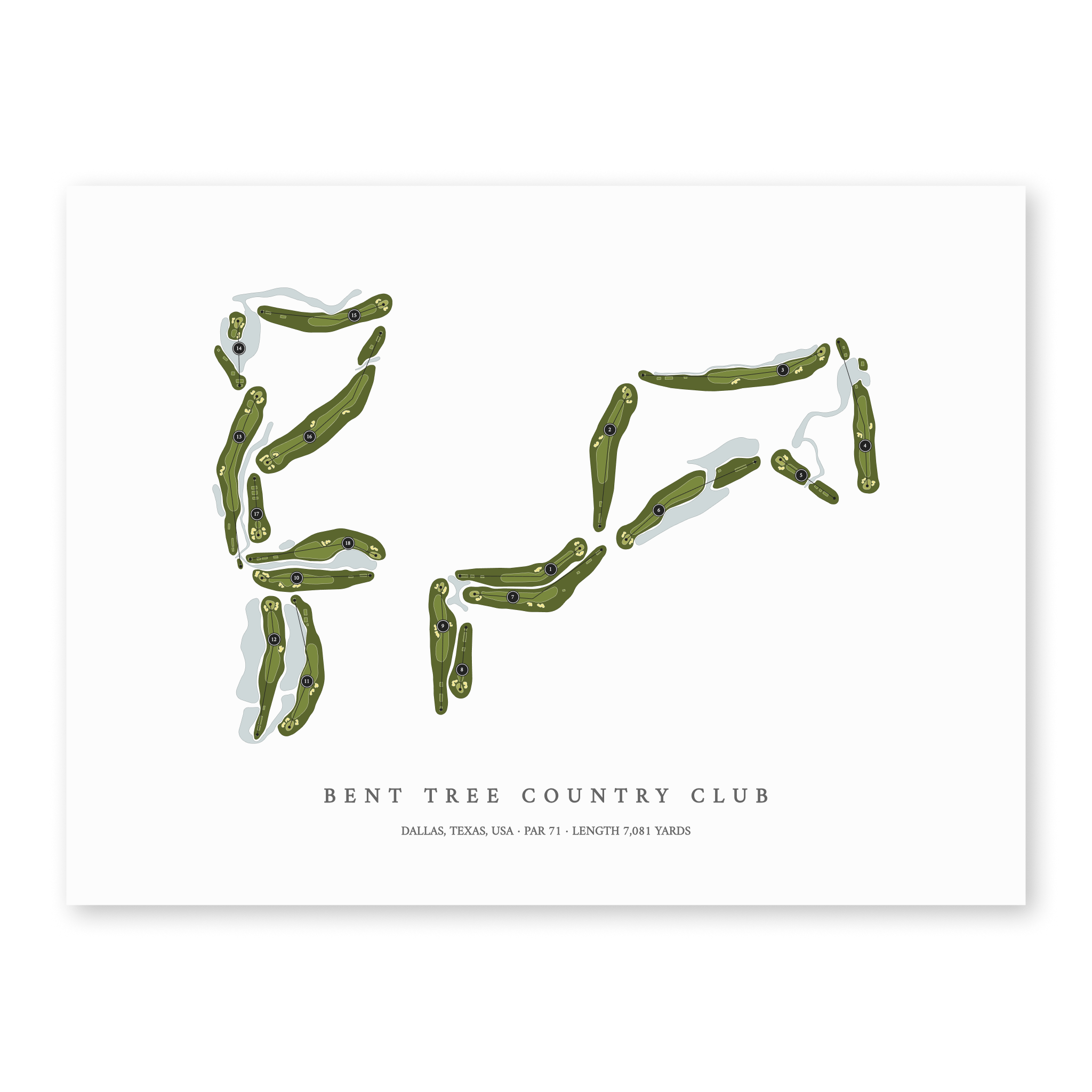 Bent Tree Country Club | Golf Course Map | Unframed