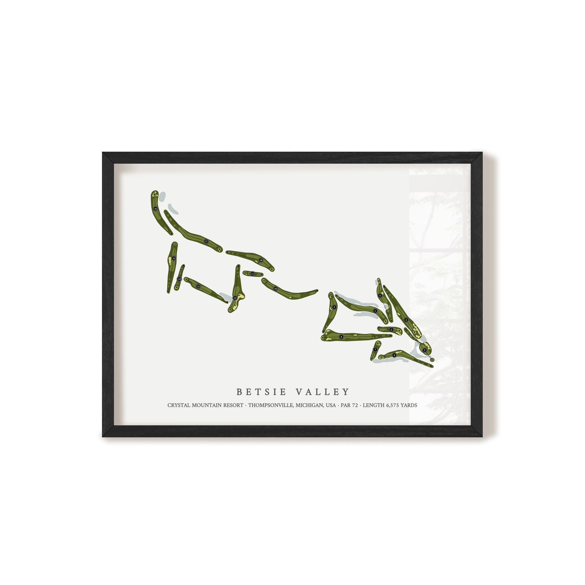 Betsie Valley at Crystal Mountain Resort | Golf Course Map | Black Frame 