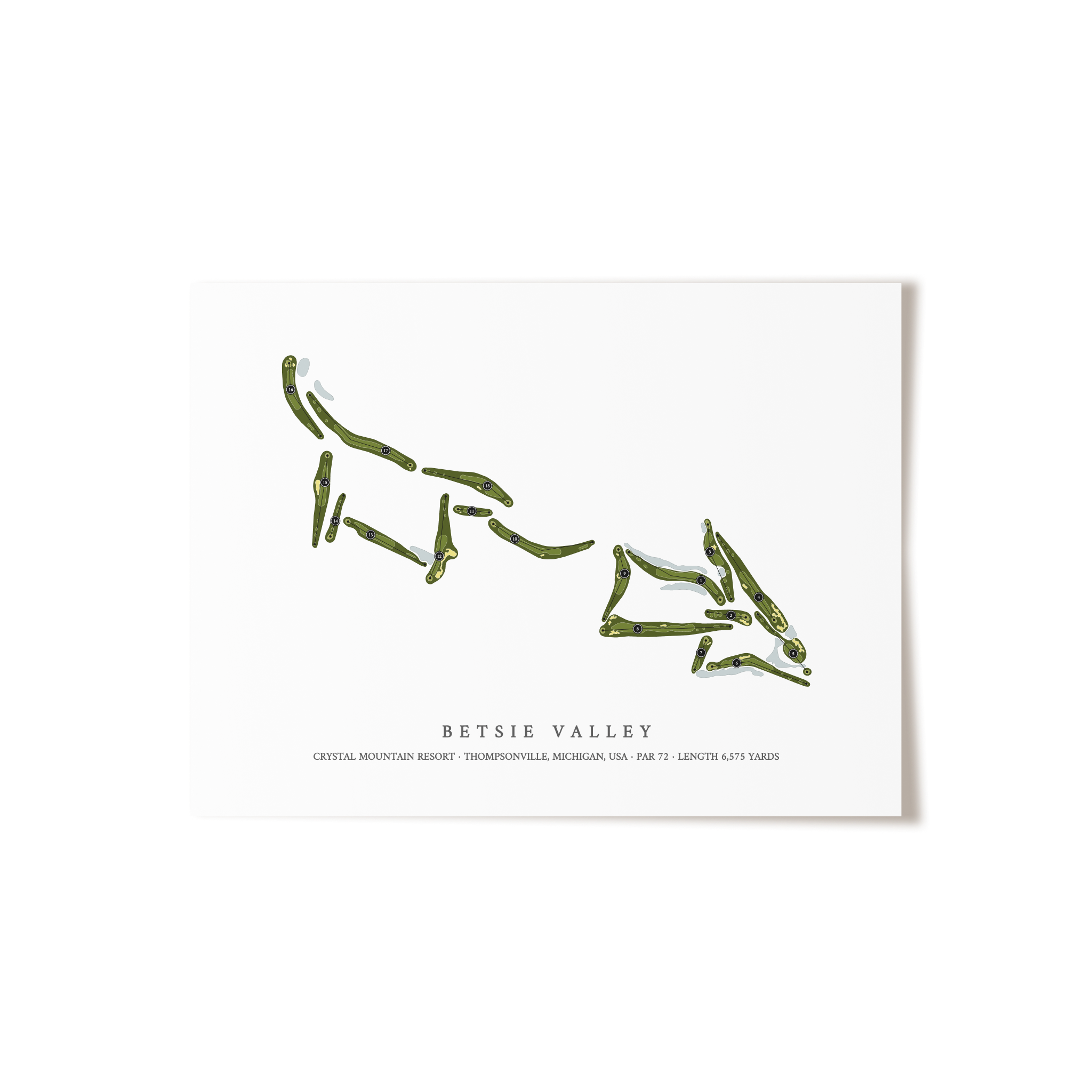 Betsie Valley at Crystal Mountain Resort | Golf Course Map | Unframed 