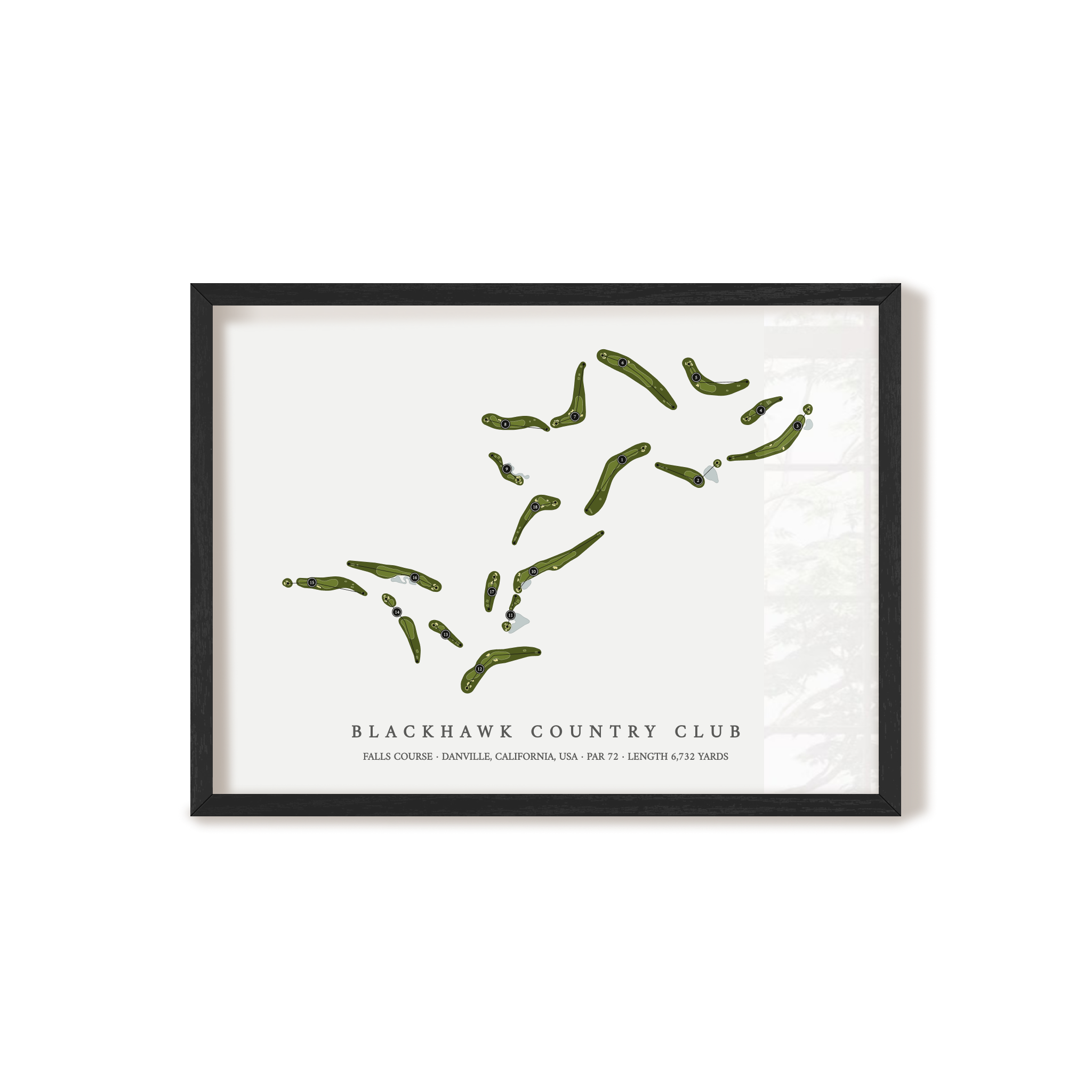 Blackhawk Country Club - Falls Course | Golf Course Map | Black Frame 