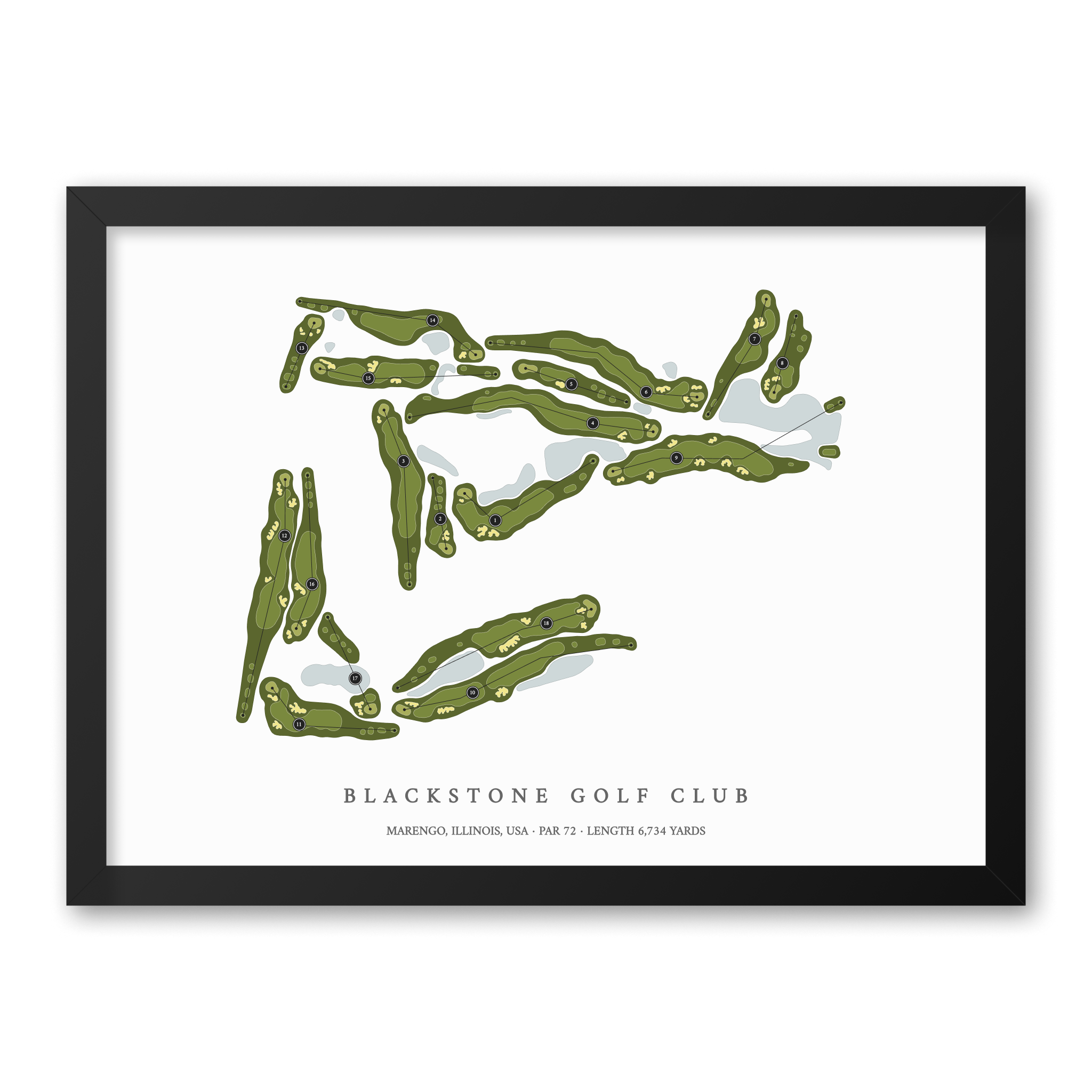 Blackstone Golf Club | Golf Course Map | Black Frame With Hole Numbers #hole numbers_yes