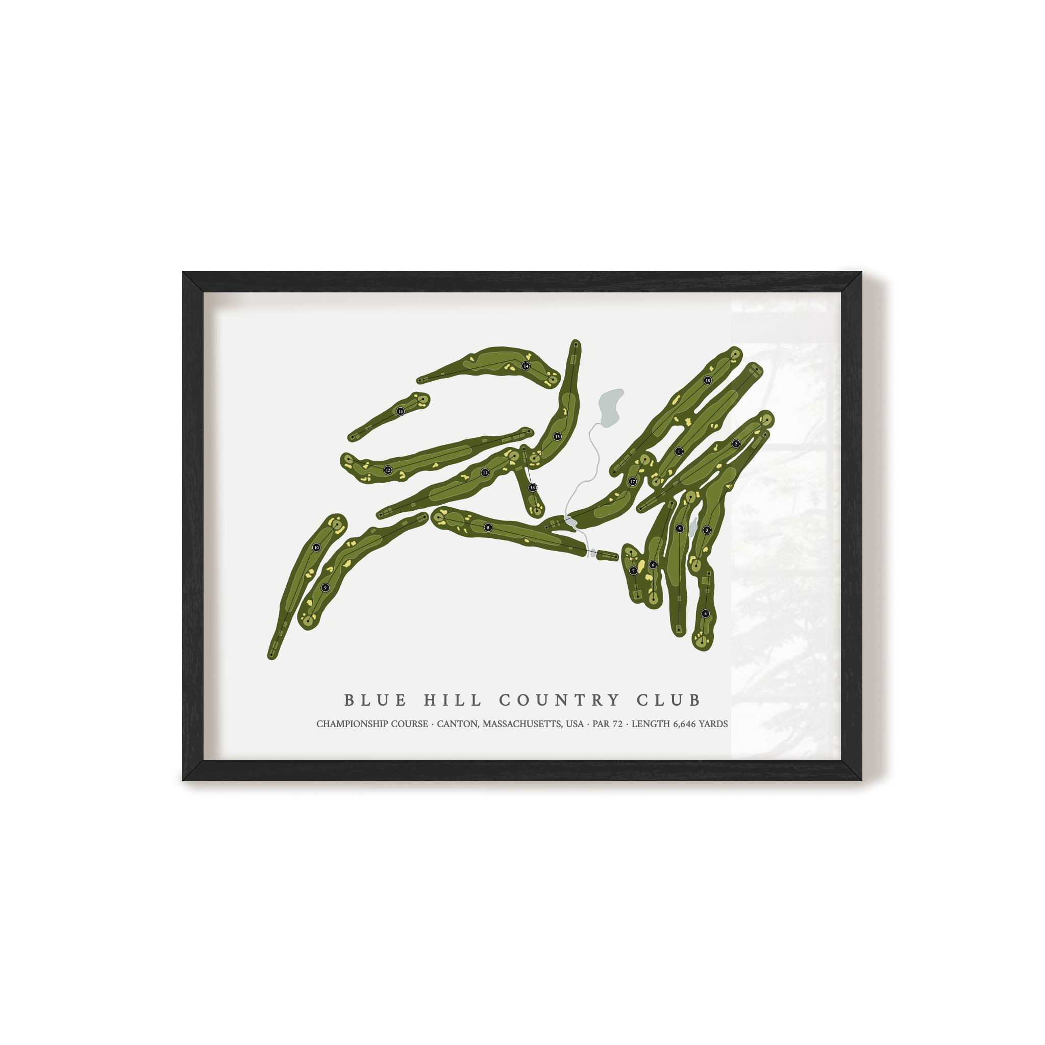 Blue Hill Country Club - Championship Course | Golf Course Map | Black Frame 
