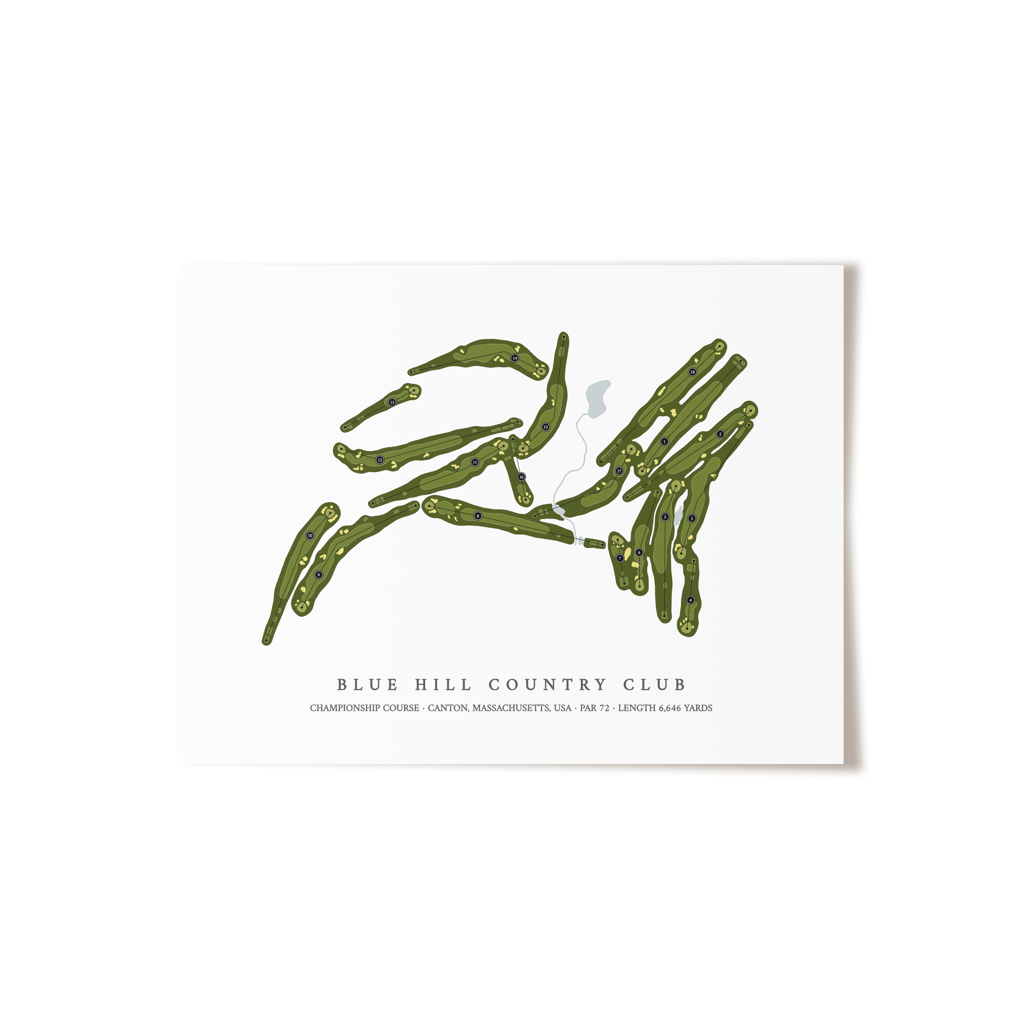 Blue Hill Country Club - Championship Course | Golf Course Map | Unframed 