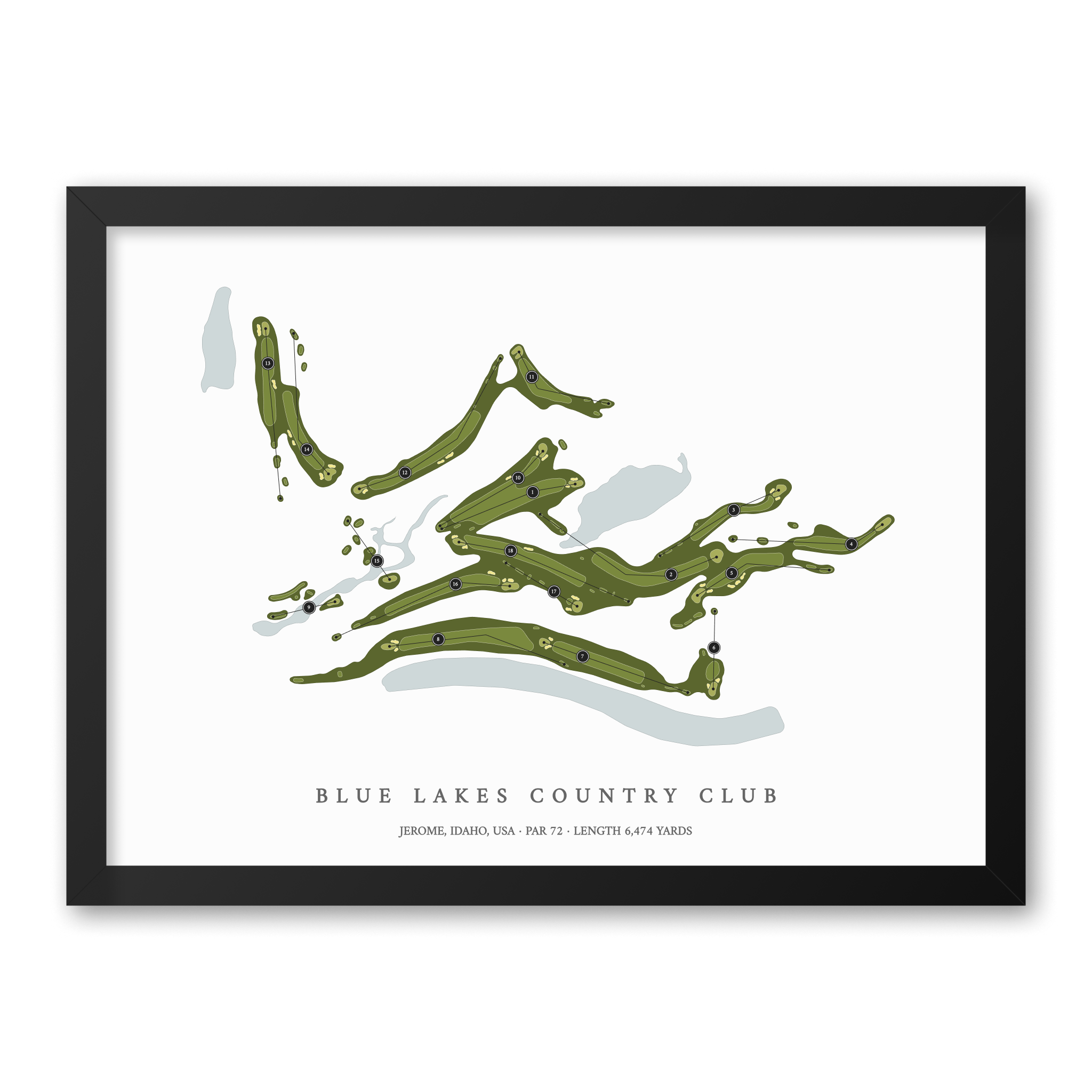 Blue Lakes Country Club | Golf Course Map | Black Frame