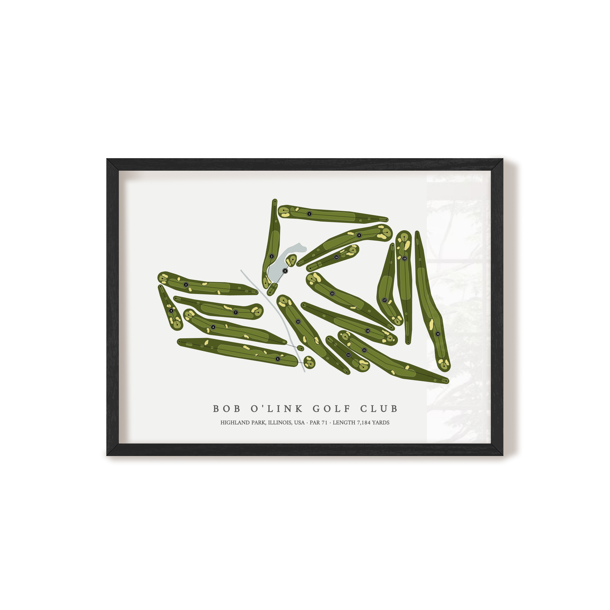 Bob O'Link Golf Club | Golf Course Map | Black Frame 