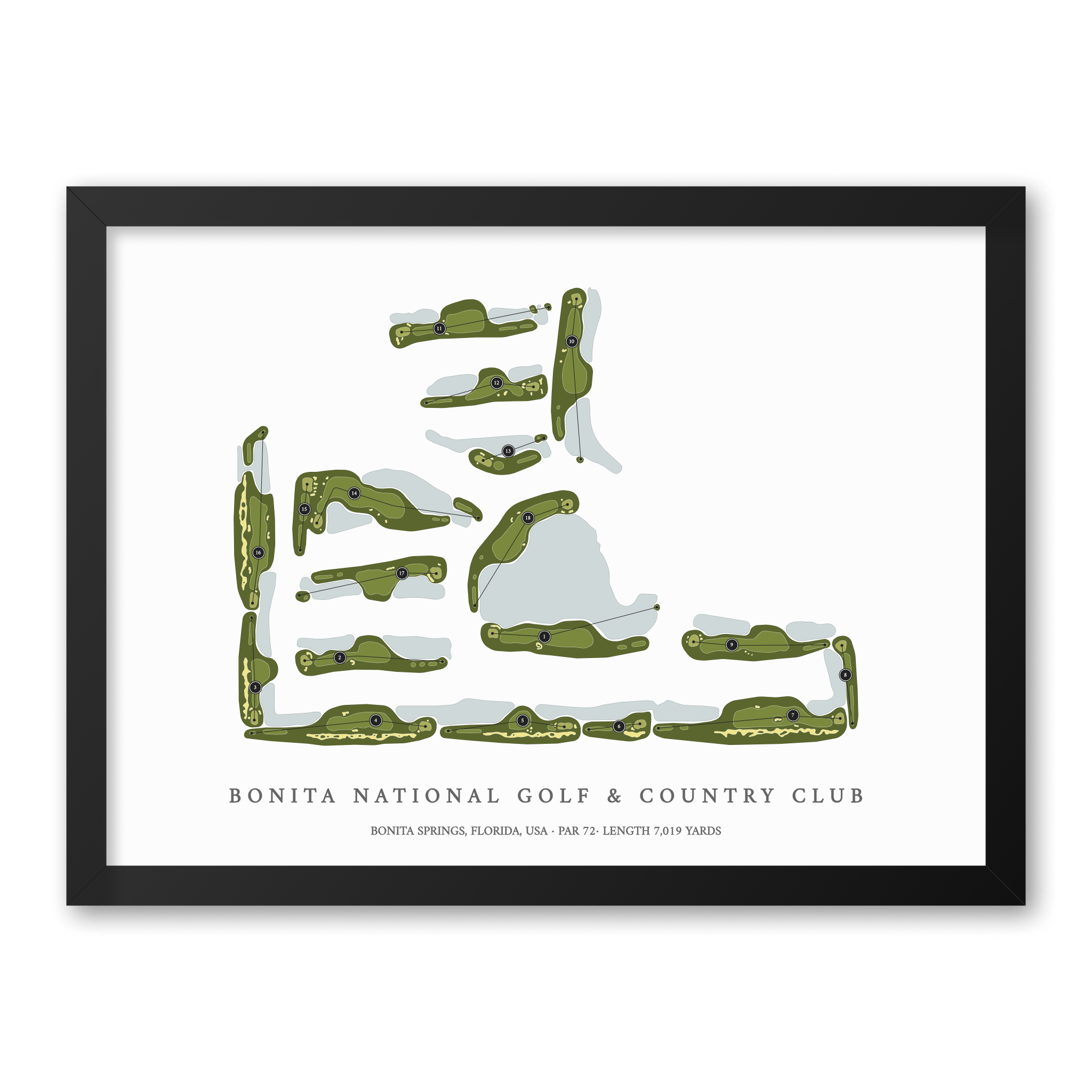 Bonita National Golf & Country Club | Golf Course Print | Black Frame