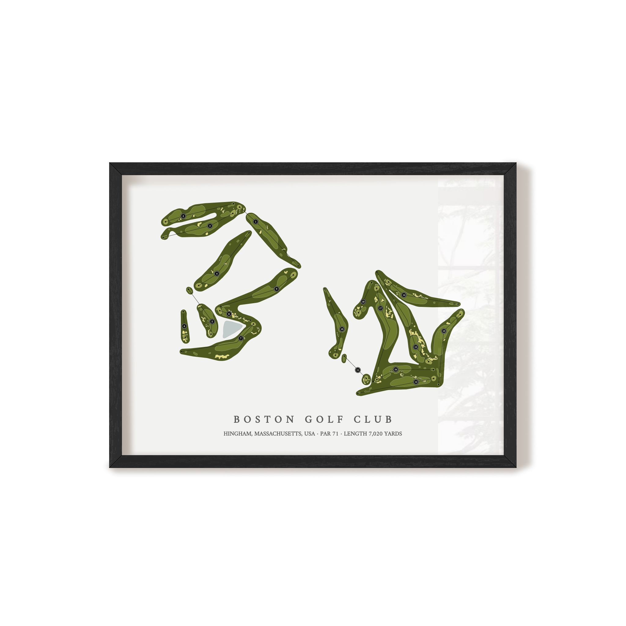 Boston Golf Club | Golf Course Map | Black Frame 