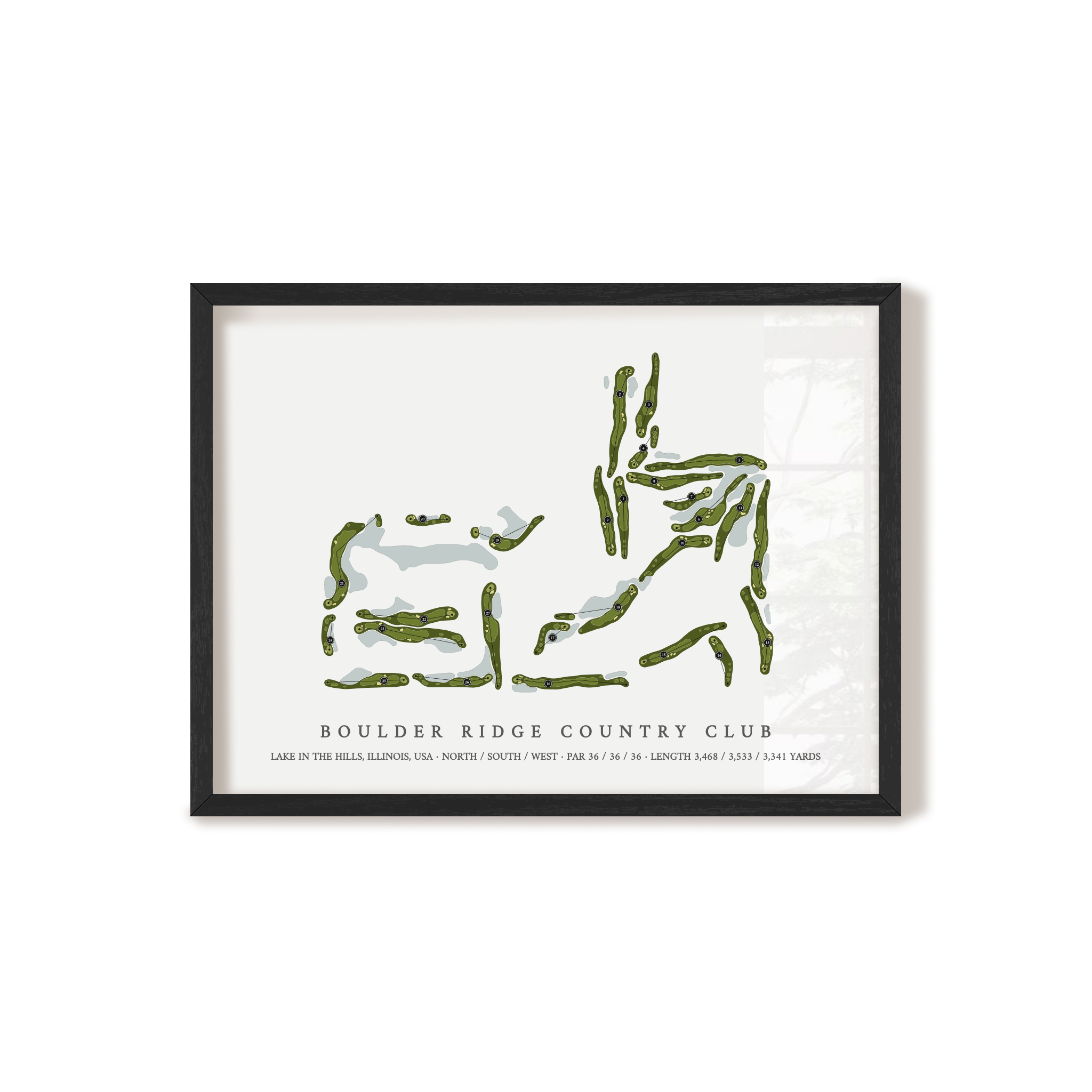 Boulder Ridge Country Club | Golf Course Map | Black Frame 