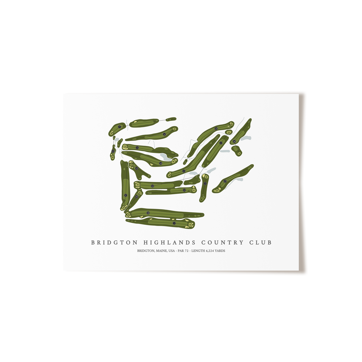 Bridgton Highlands Country Club | Golf Course Map | Unframed 