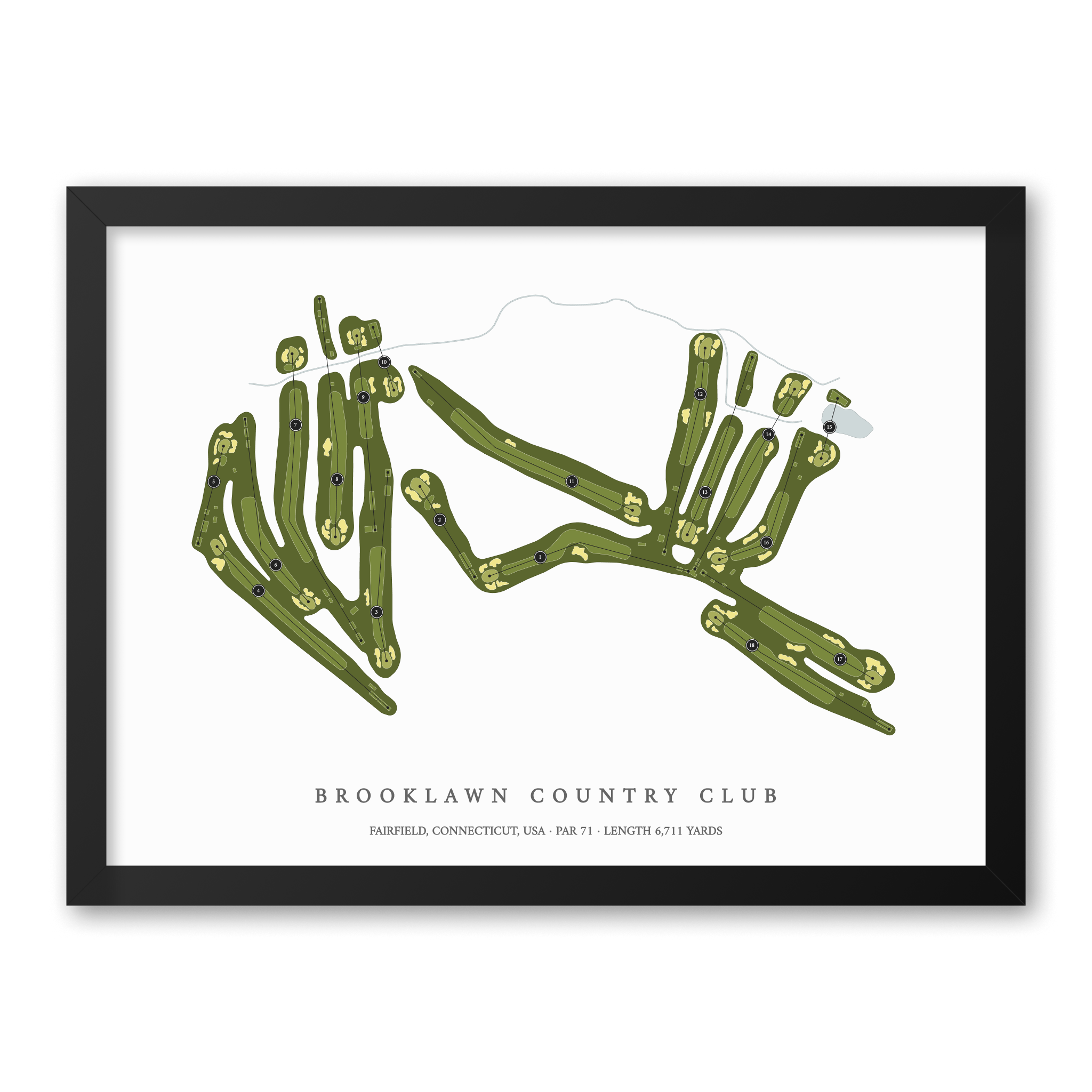 Brooklawn Country Club | Golf Course Map | Black Frame