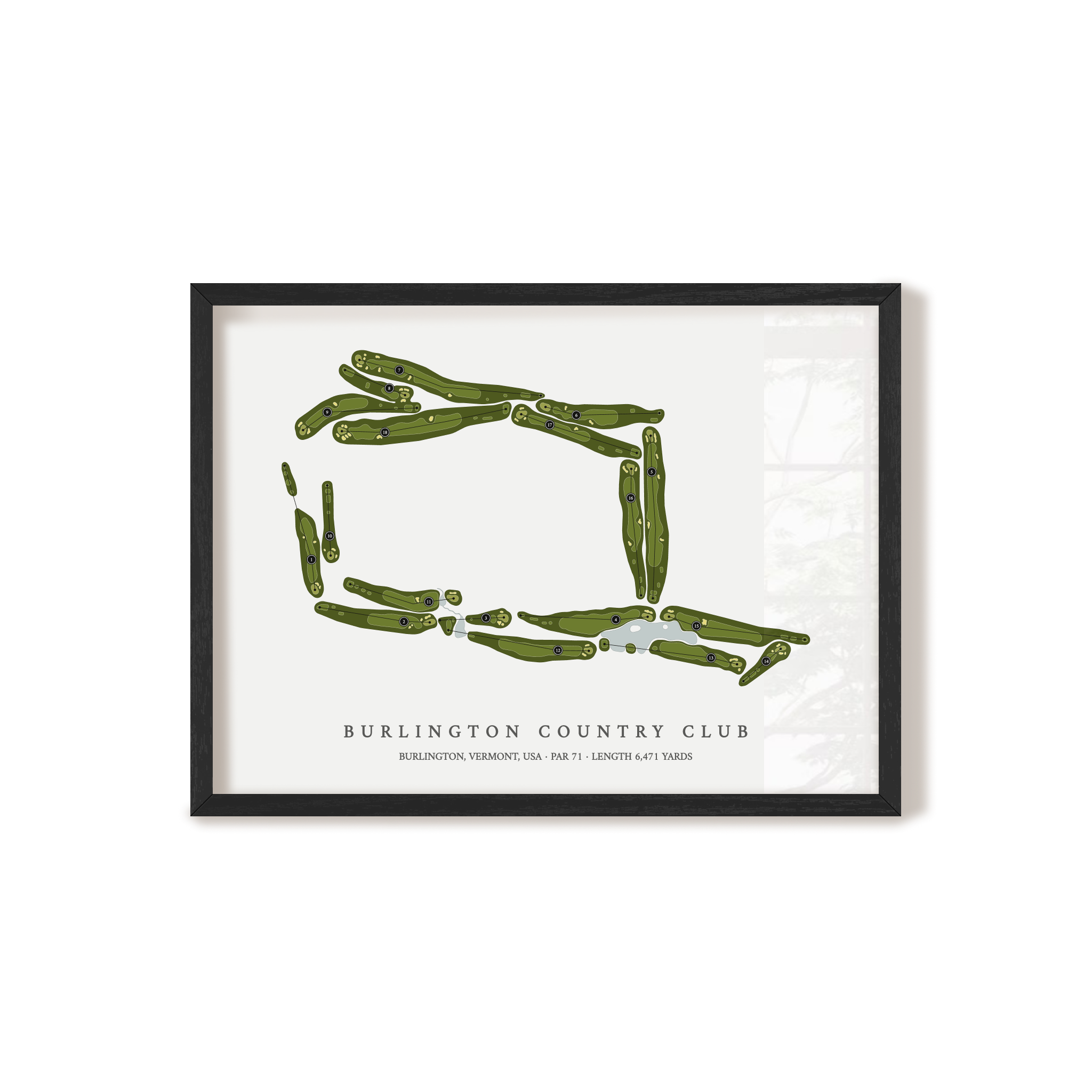 Burlington Country Club | Golf Course Map | Black Frame 