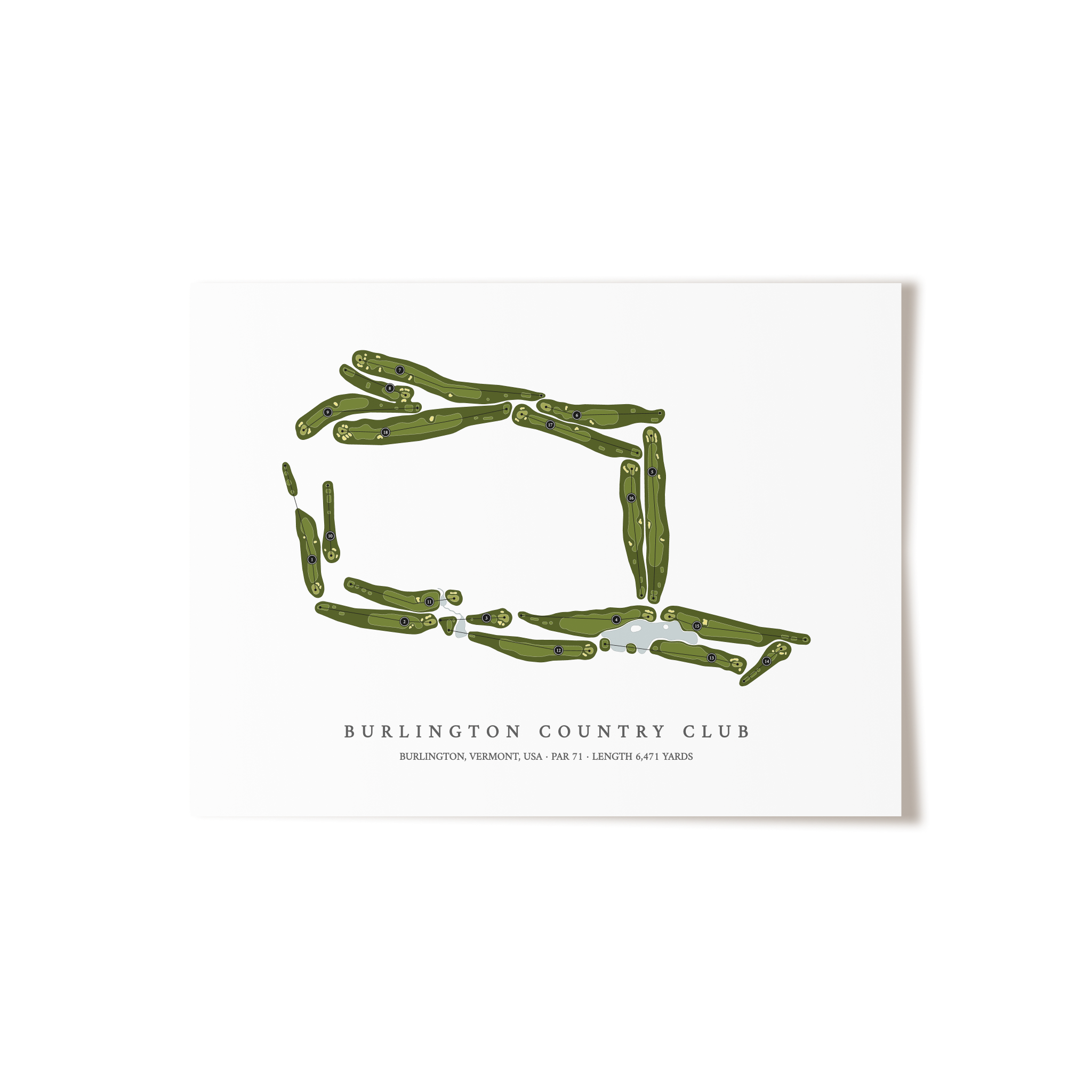 Burlington Country Club | Golf Course Map | Unframed 
